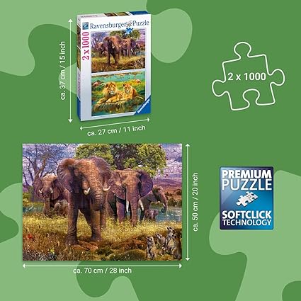 African Animals 2x1000 Piece Jigsaw Puzzles