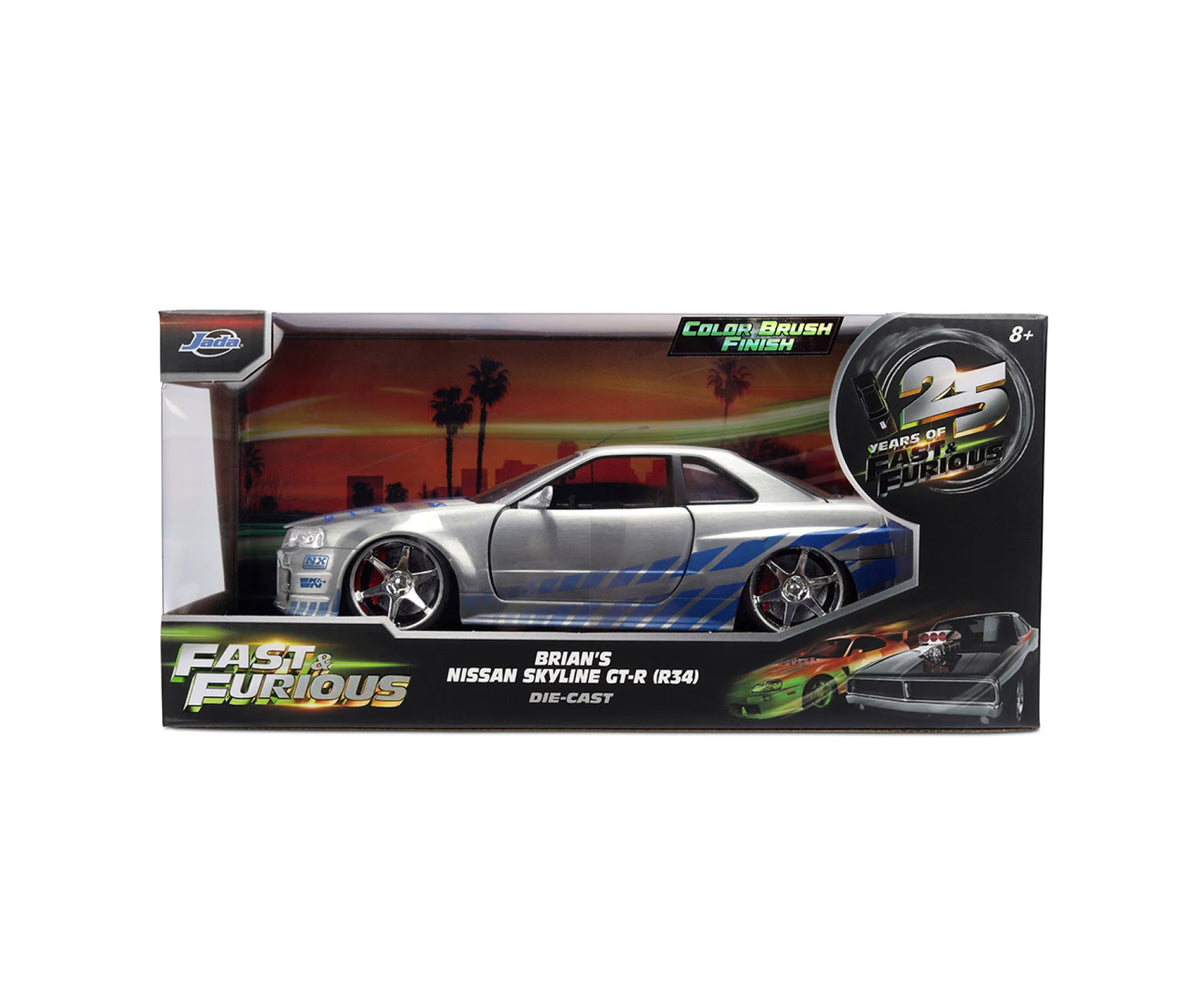 Fast &amp; Furious Brians Nissan Skyline GT-R (R34) 1:24 Scale