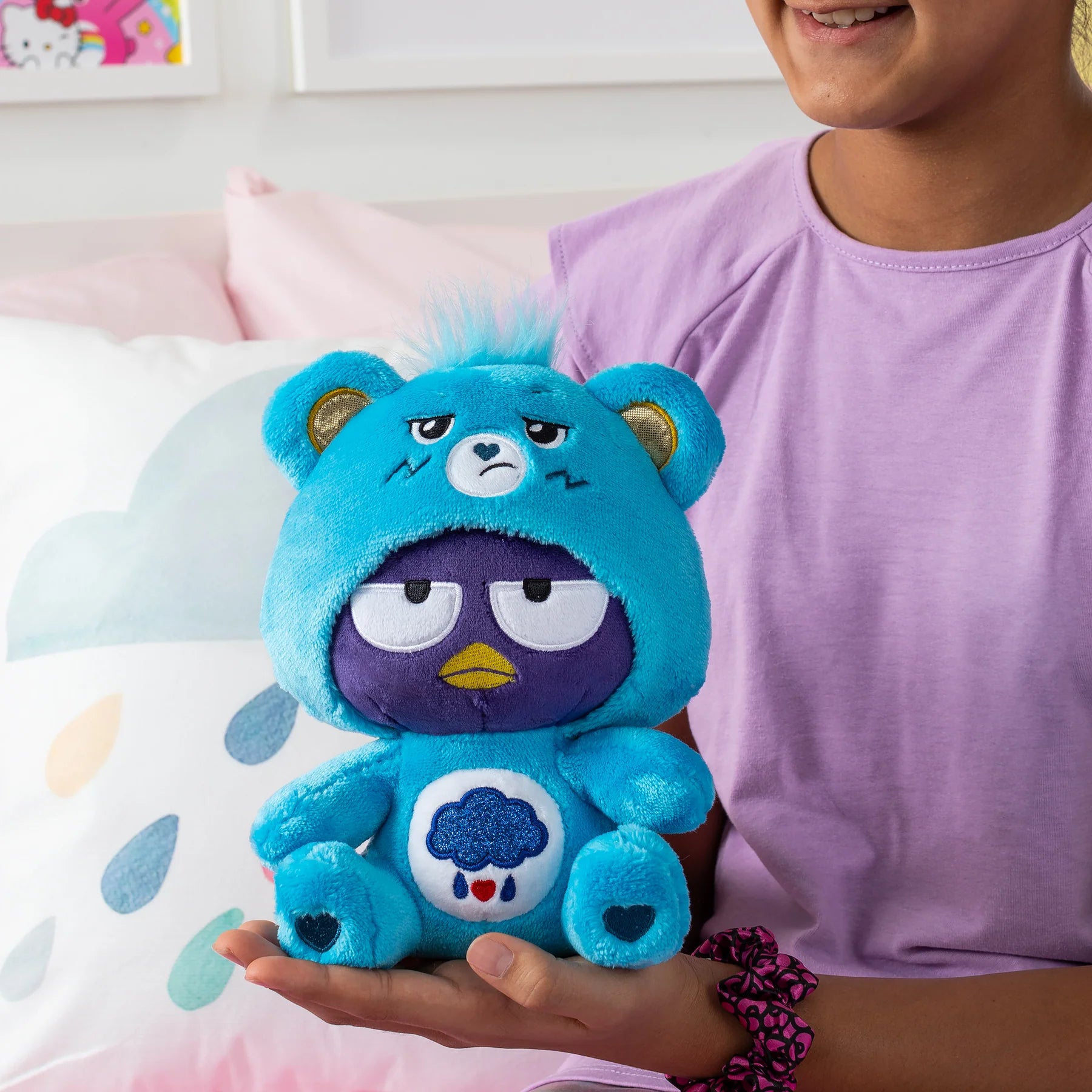 Care Bears x Hello Kitty 22cm Grumpy Bear as Badtz Maru