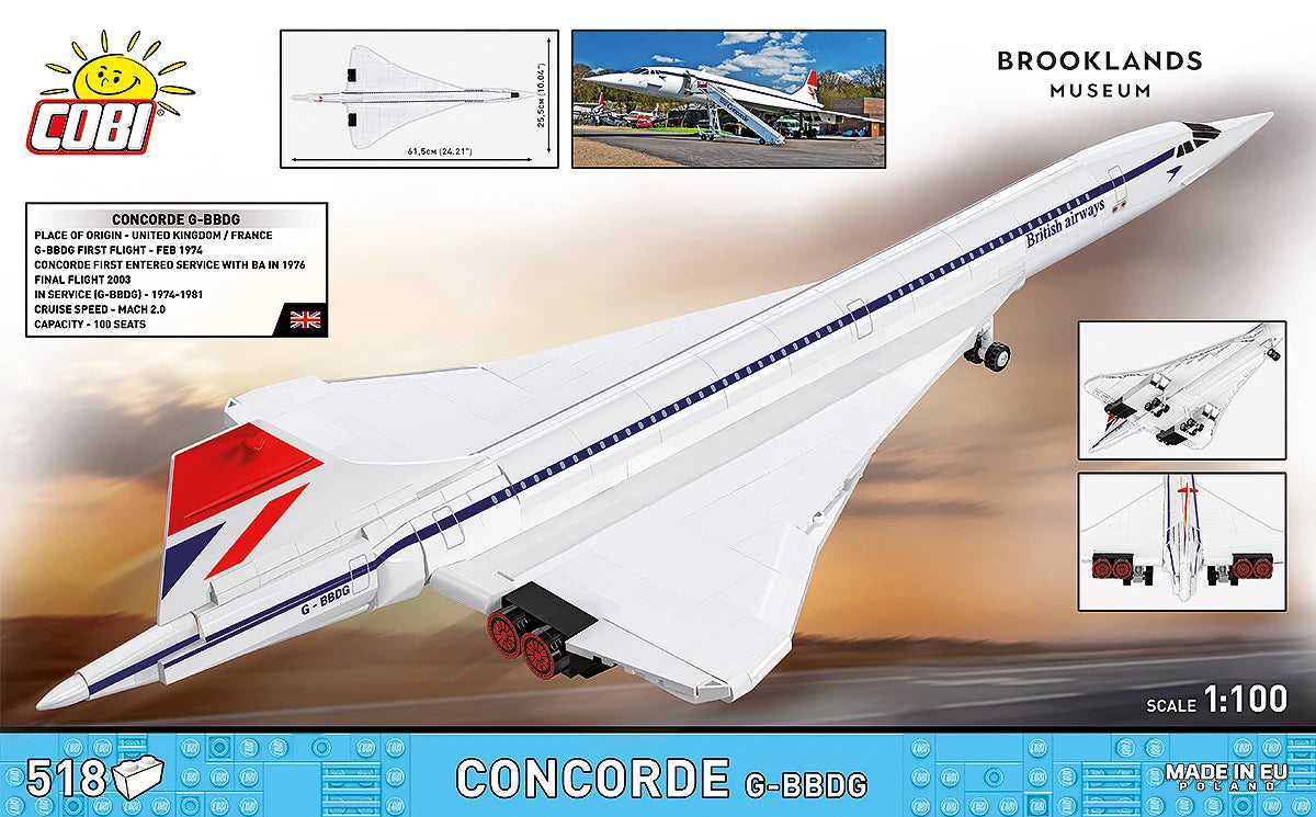 Cobi 1689 G-BBDG Concorde Brooklands Museum Scale Set