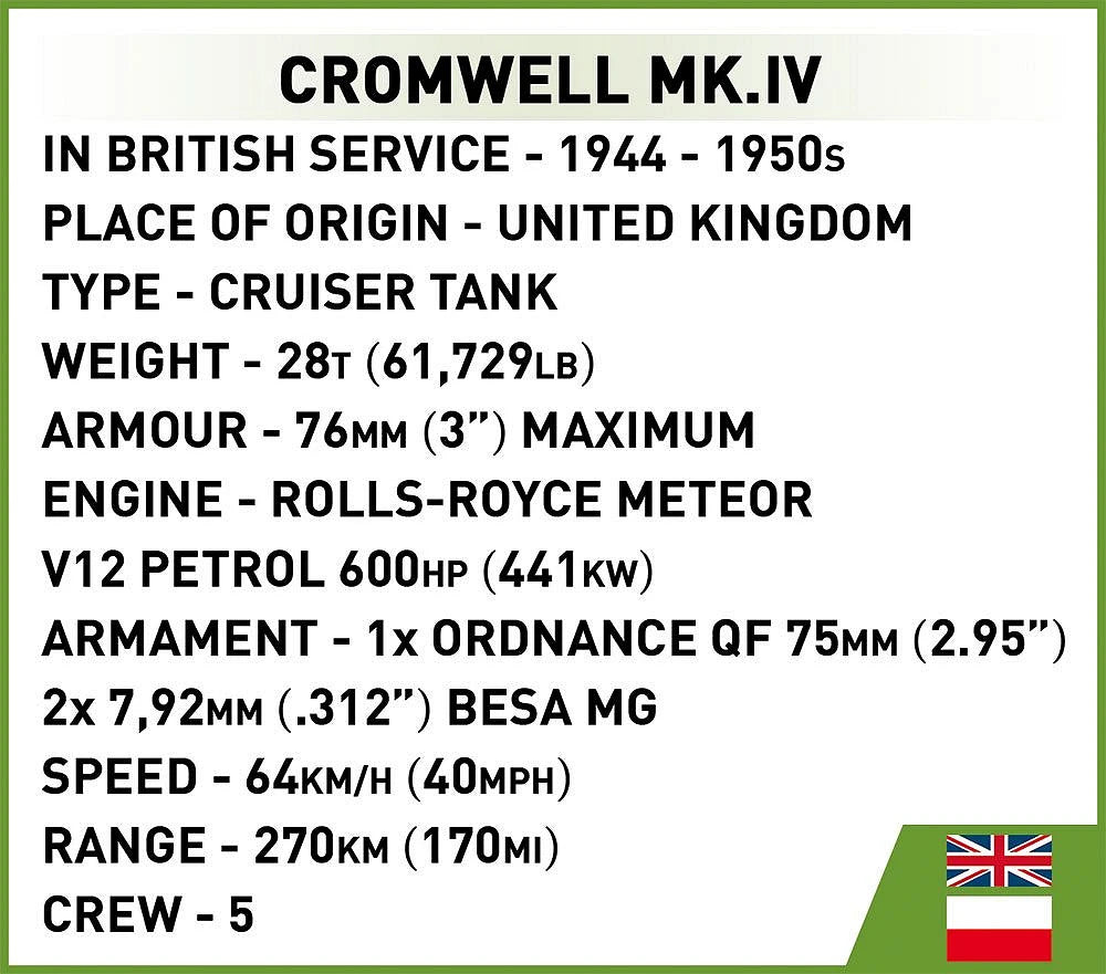 Cobi 2269 Cromwell Mk IV 1:35 Scale Set