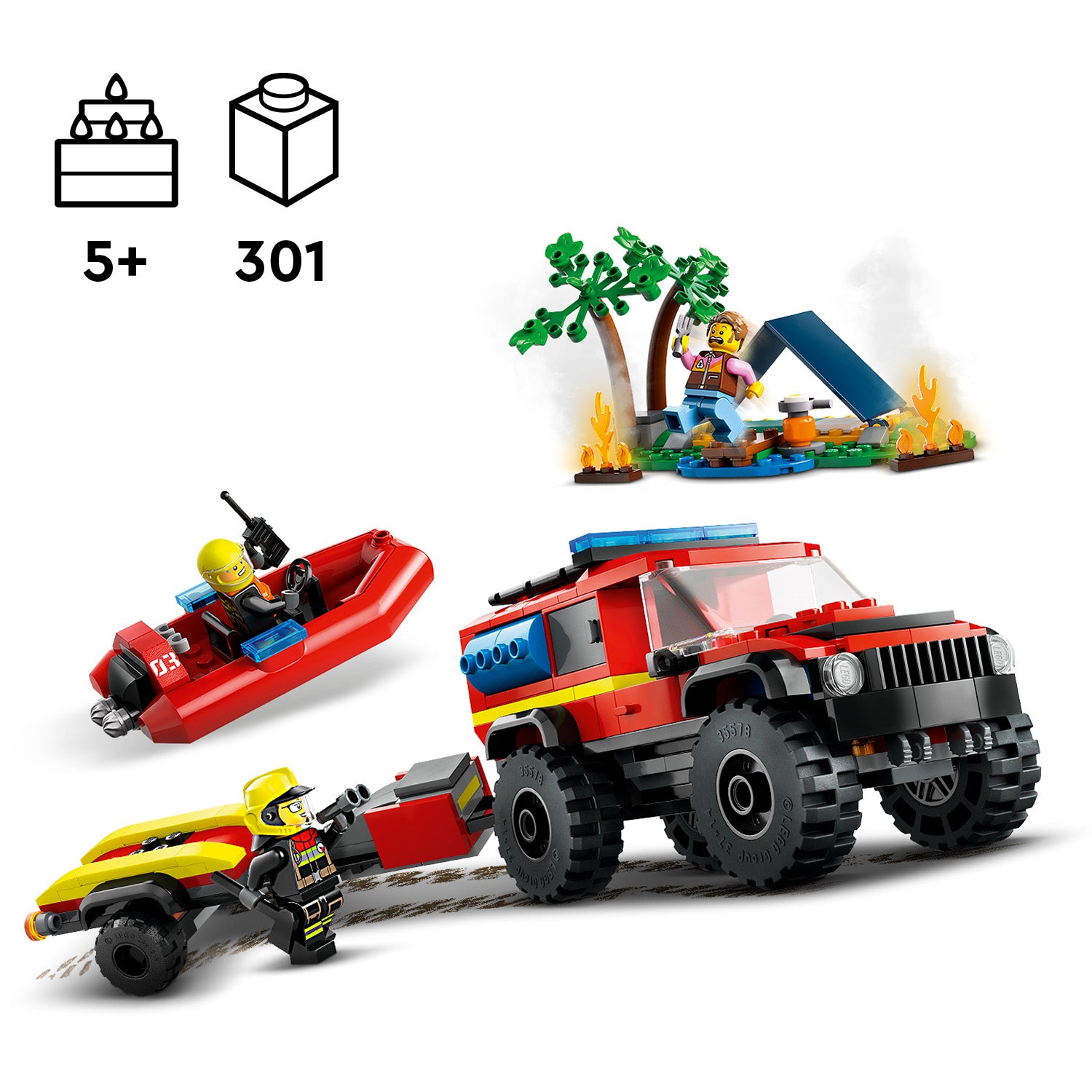 Lego 60412 4x4 Fire Truck with Rescue Boat