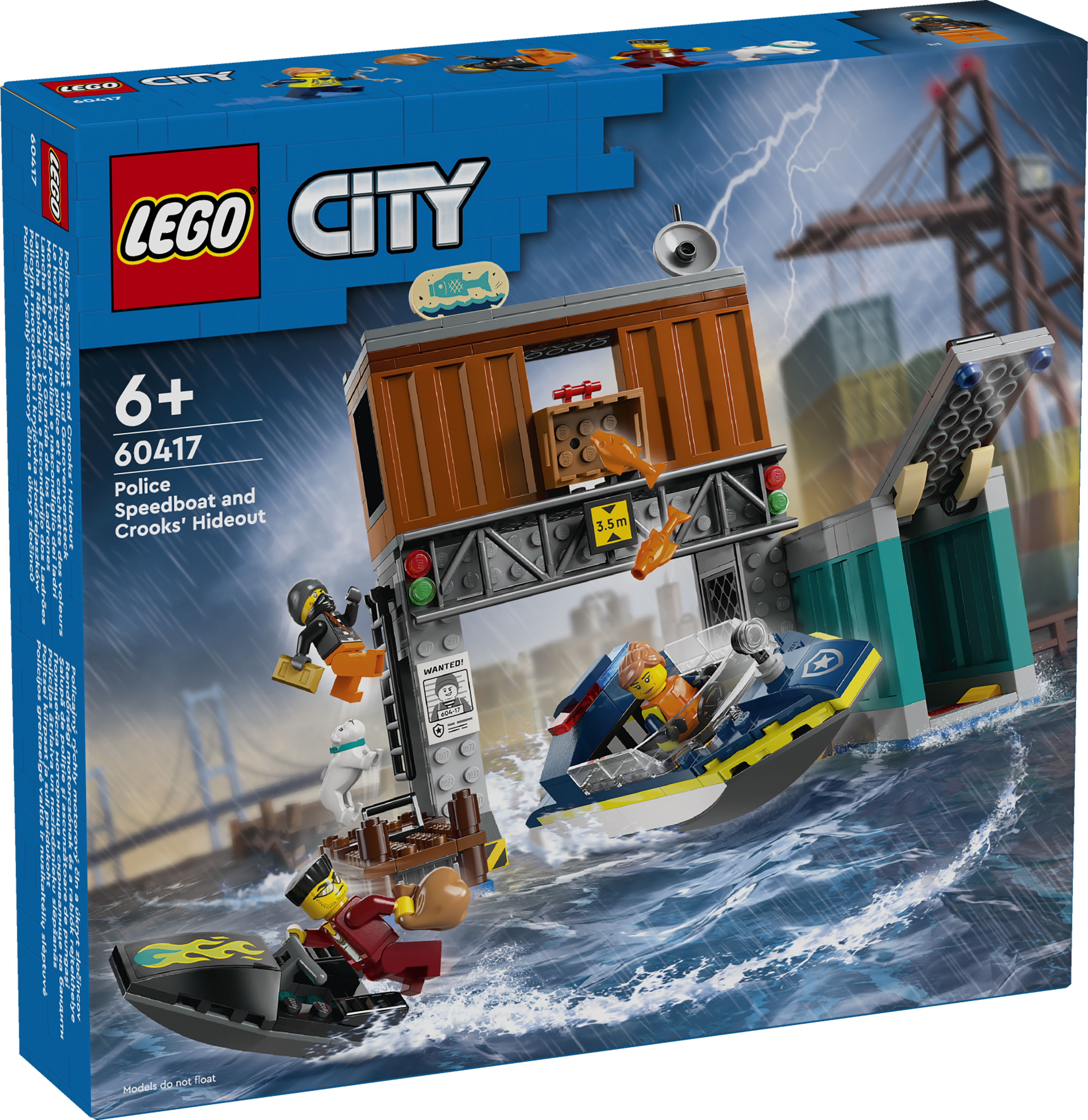 Lego 60417 Police Speedboat & Crooks Hideout Set