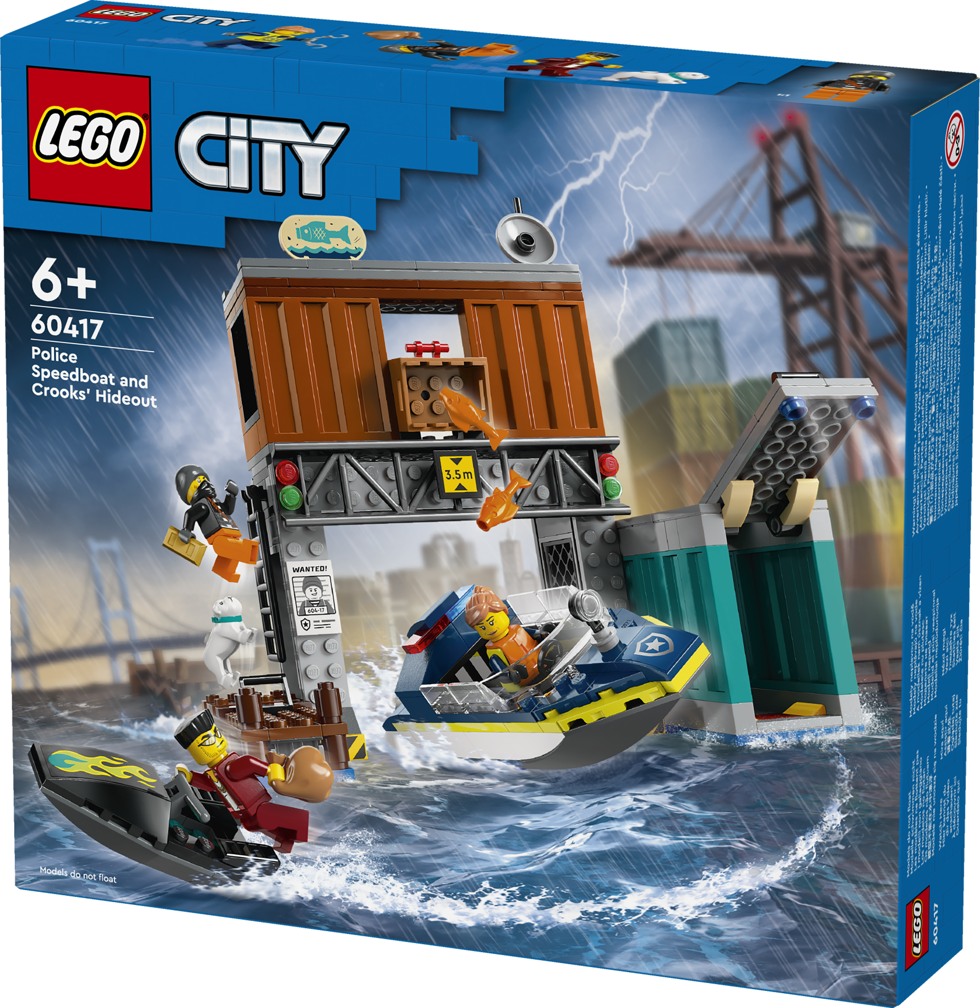 Lego 60417 Police Speedboat & Crooks Hideout Set