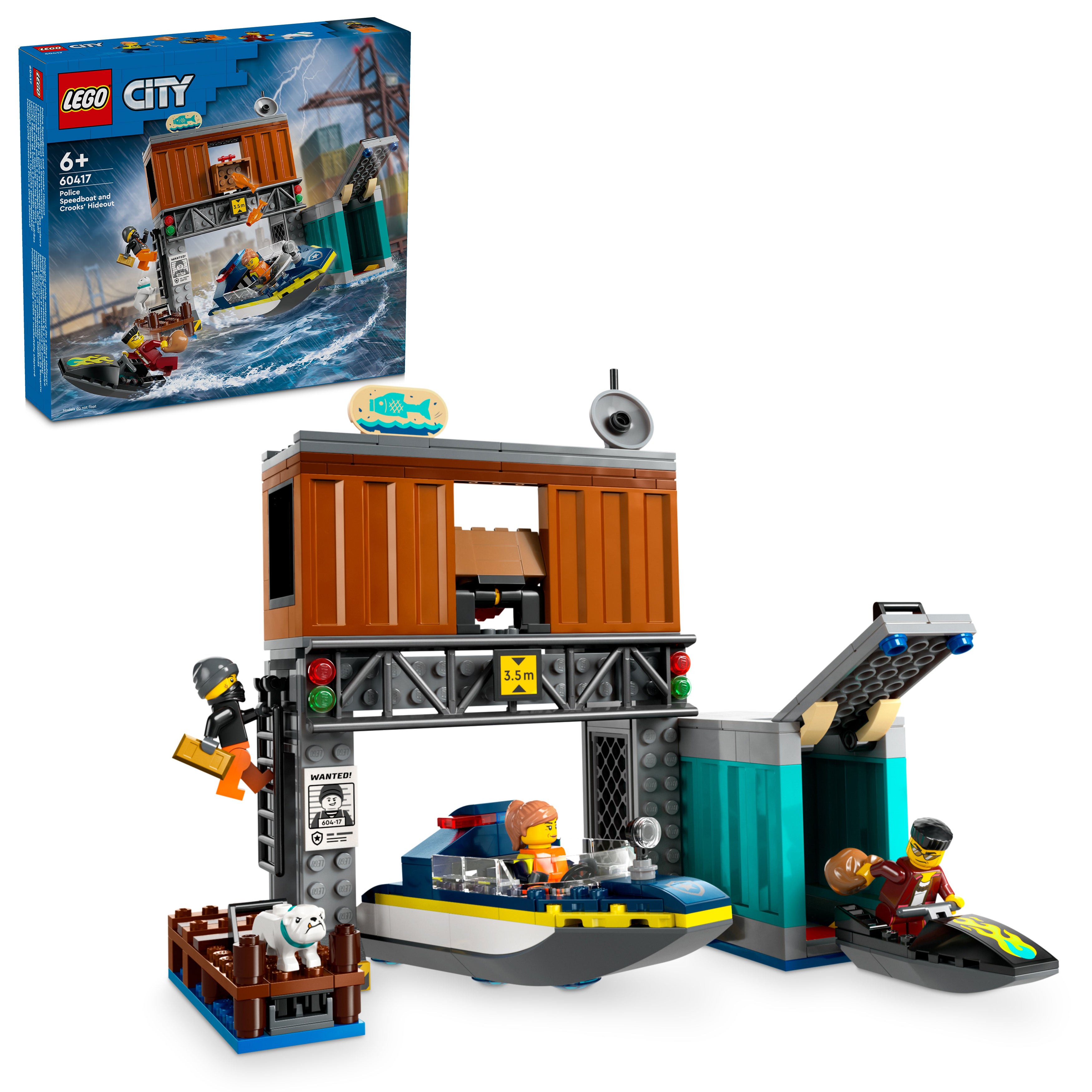 Lego 60417 Police Speedboat & Crooks Hideout Set