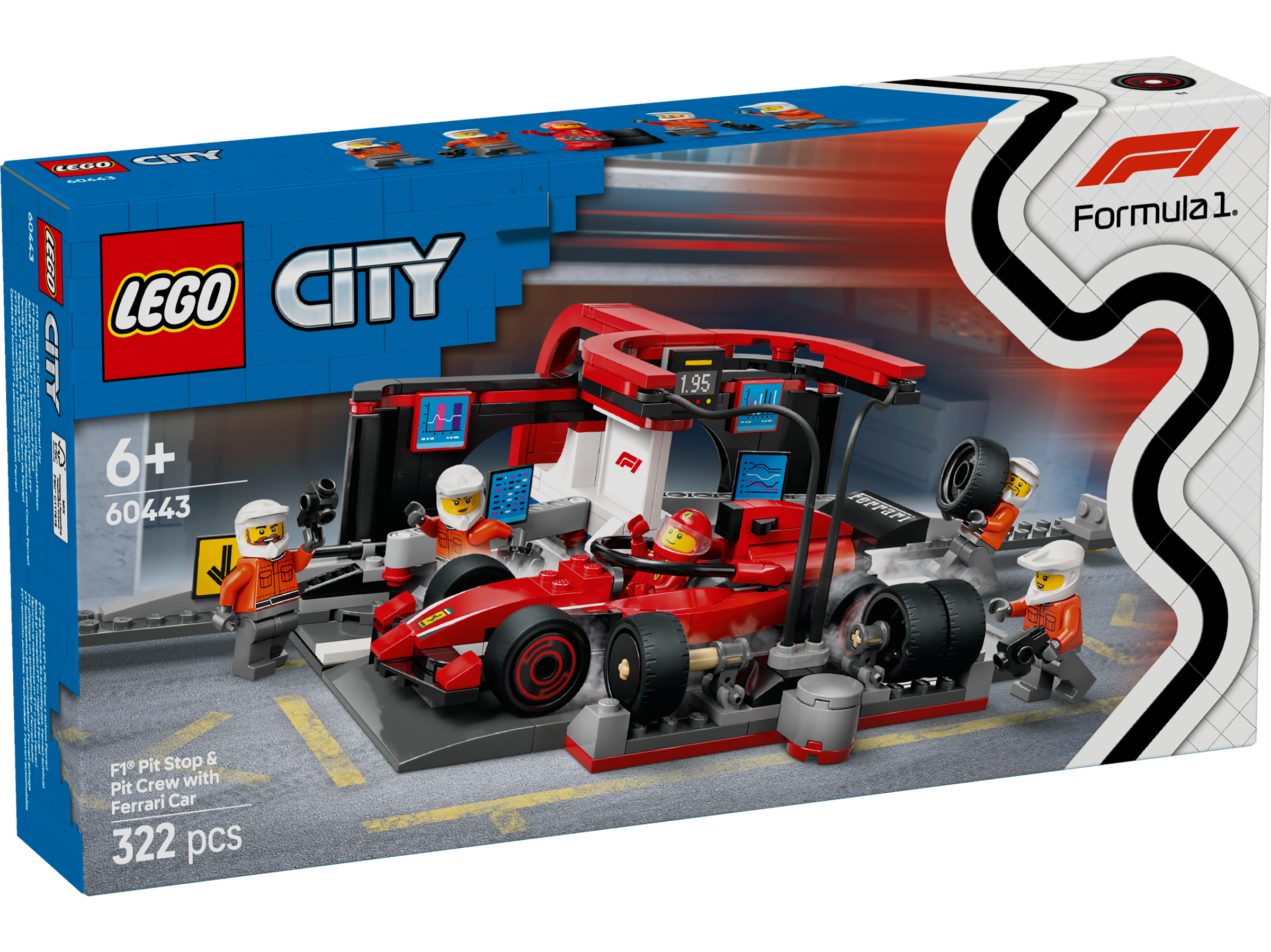 LEGO City 60443 F1® Pit Stop & Pit Crew with Ferrari Car