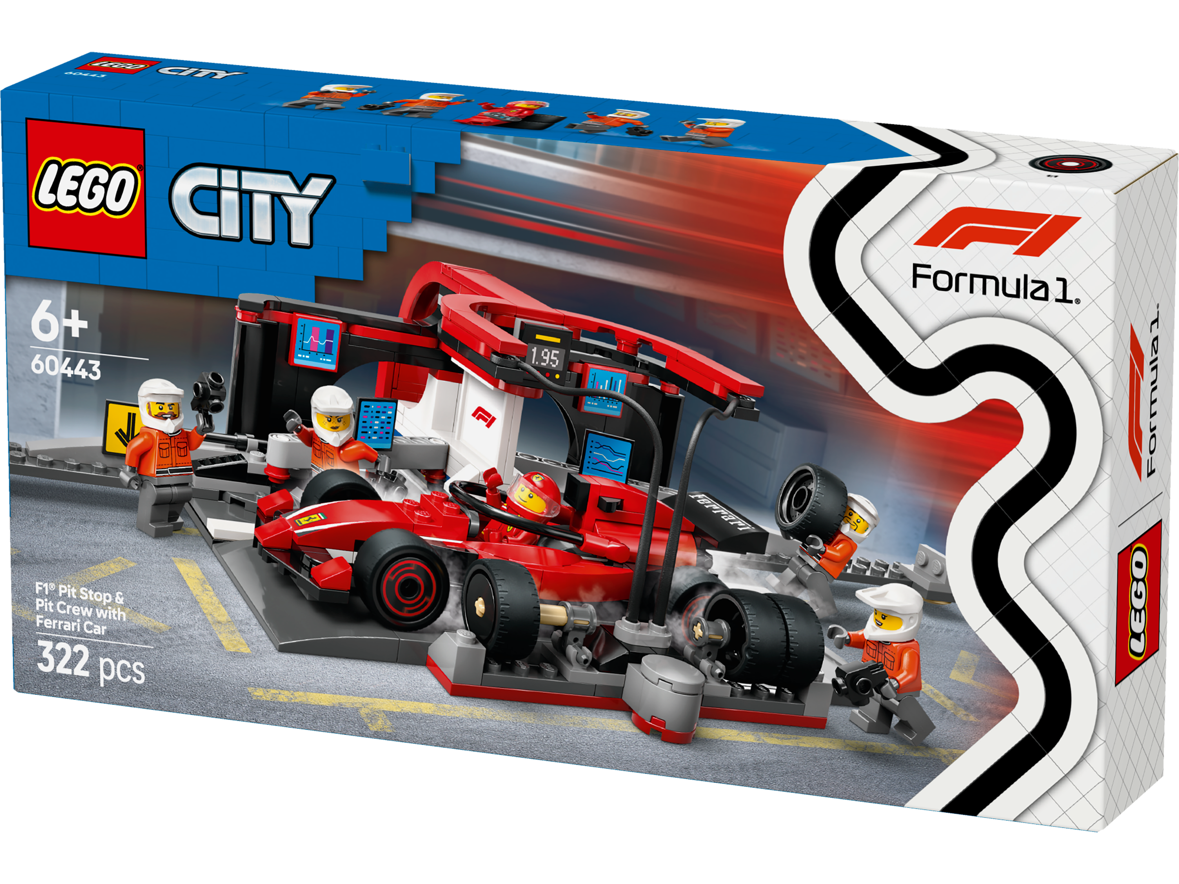 LEGO City 60443 F1® Pit Stop & Pit Crew with Ferrari Car