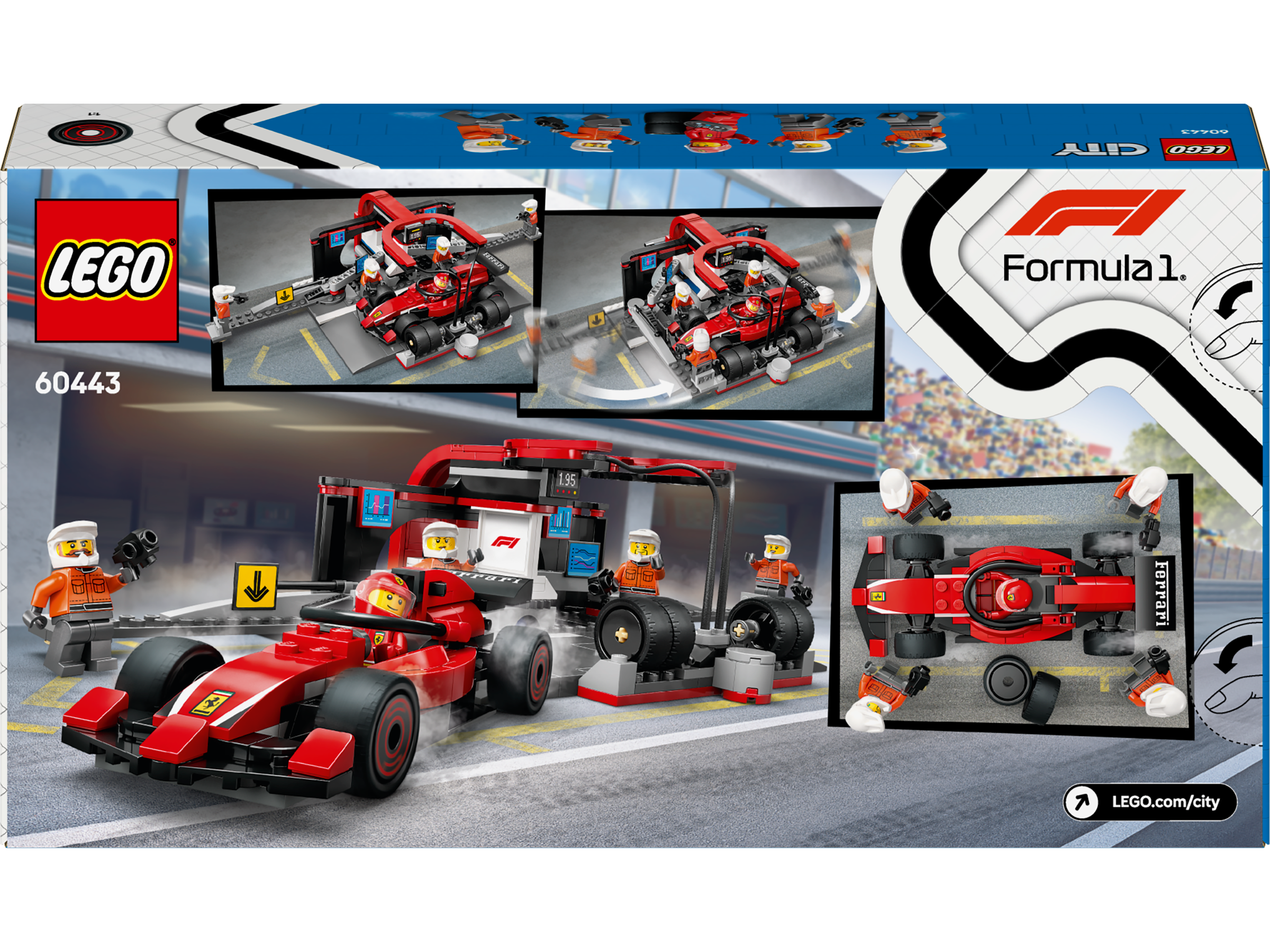 LEGO City 60443 F1® Pit Stop & Pit Crew with Ferrari Car