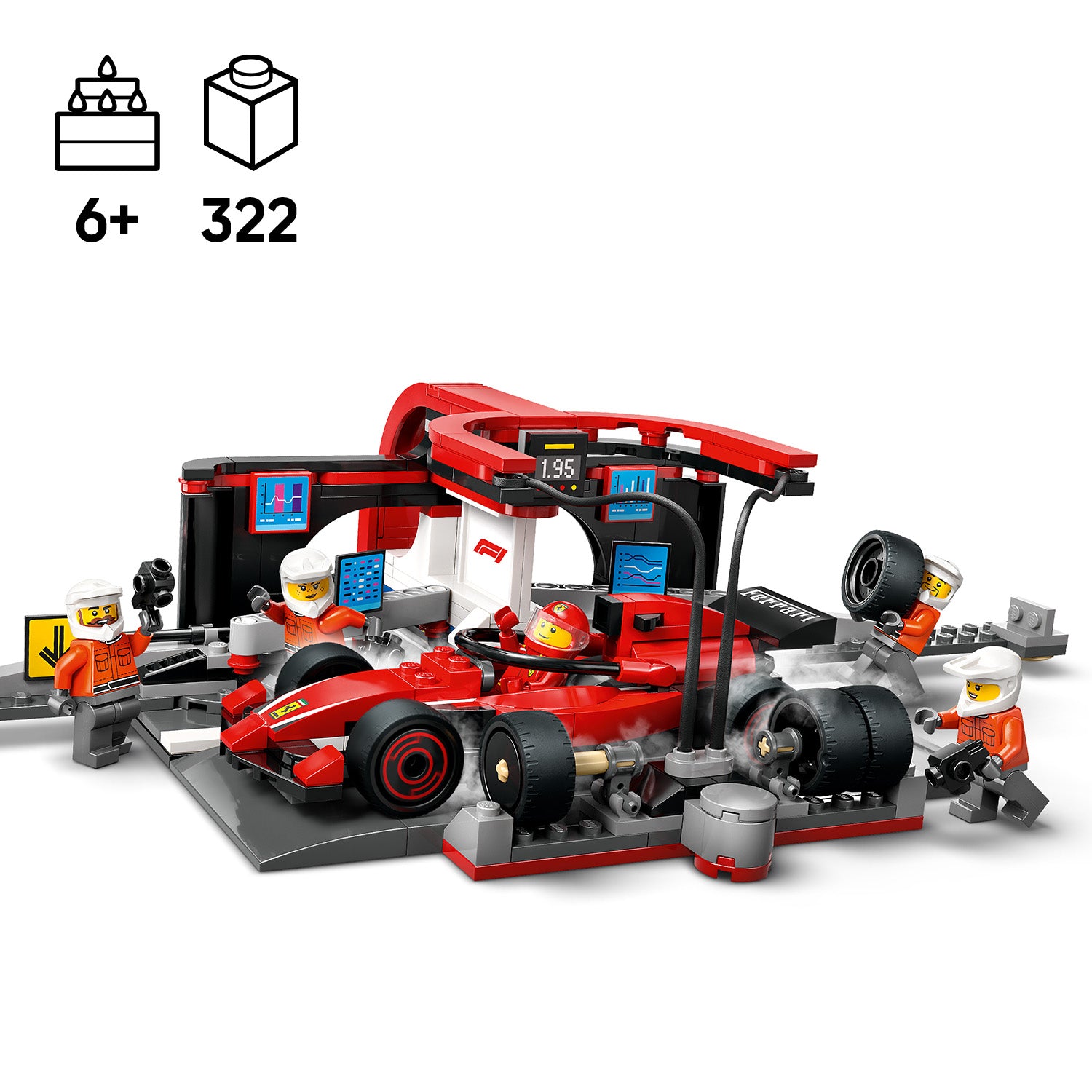 LEGO City 60443 F1® Pit Stop & Pit Crew with Ferrari Car