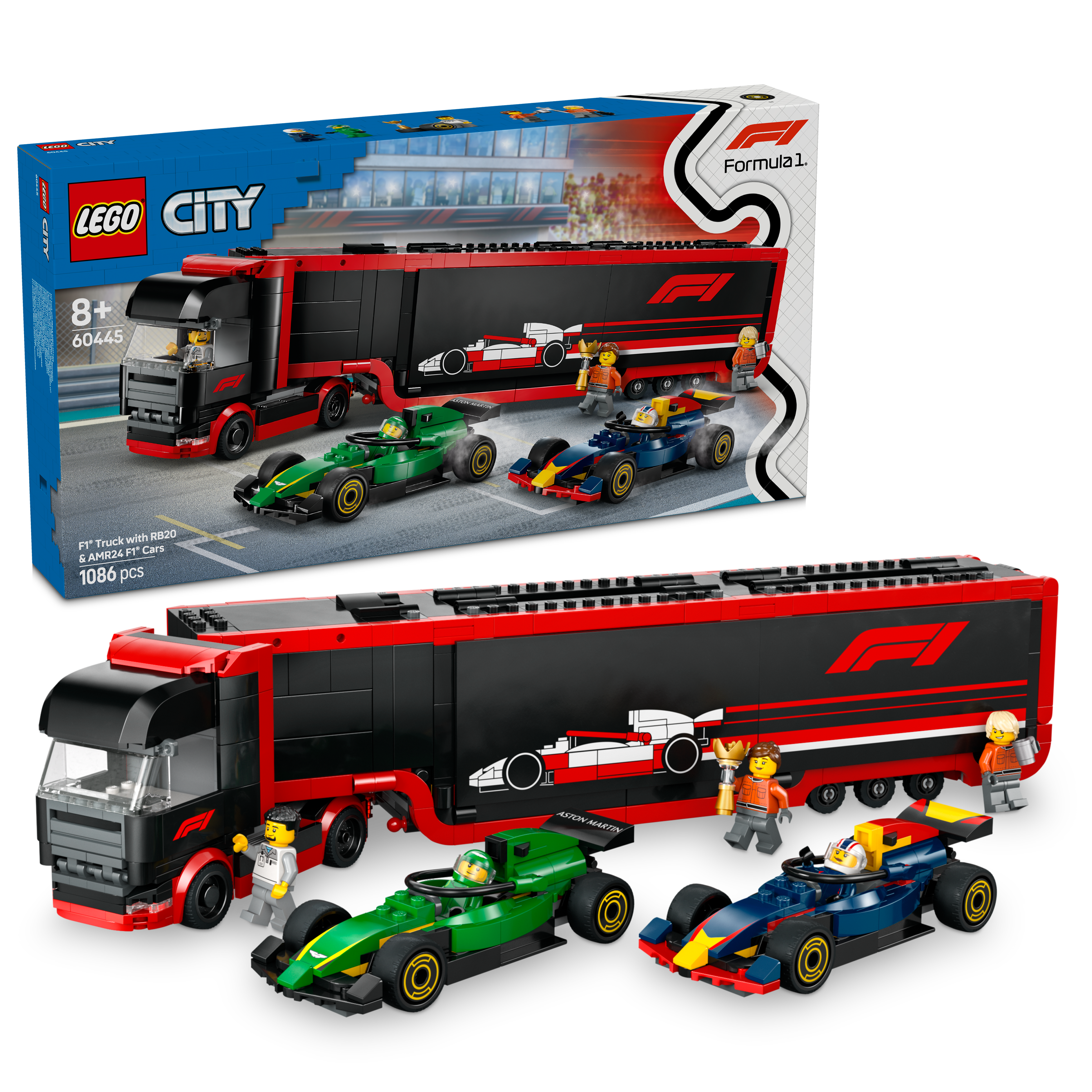 LEGO City 60445 F1® Truck with RB20 & AMR24 F1® Car