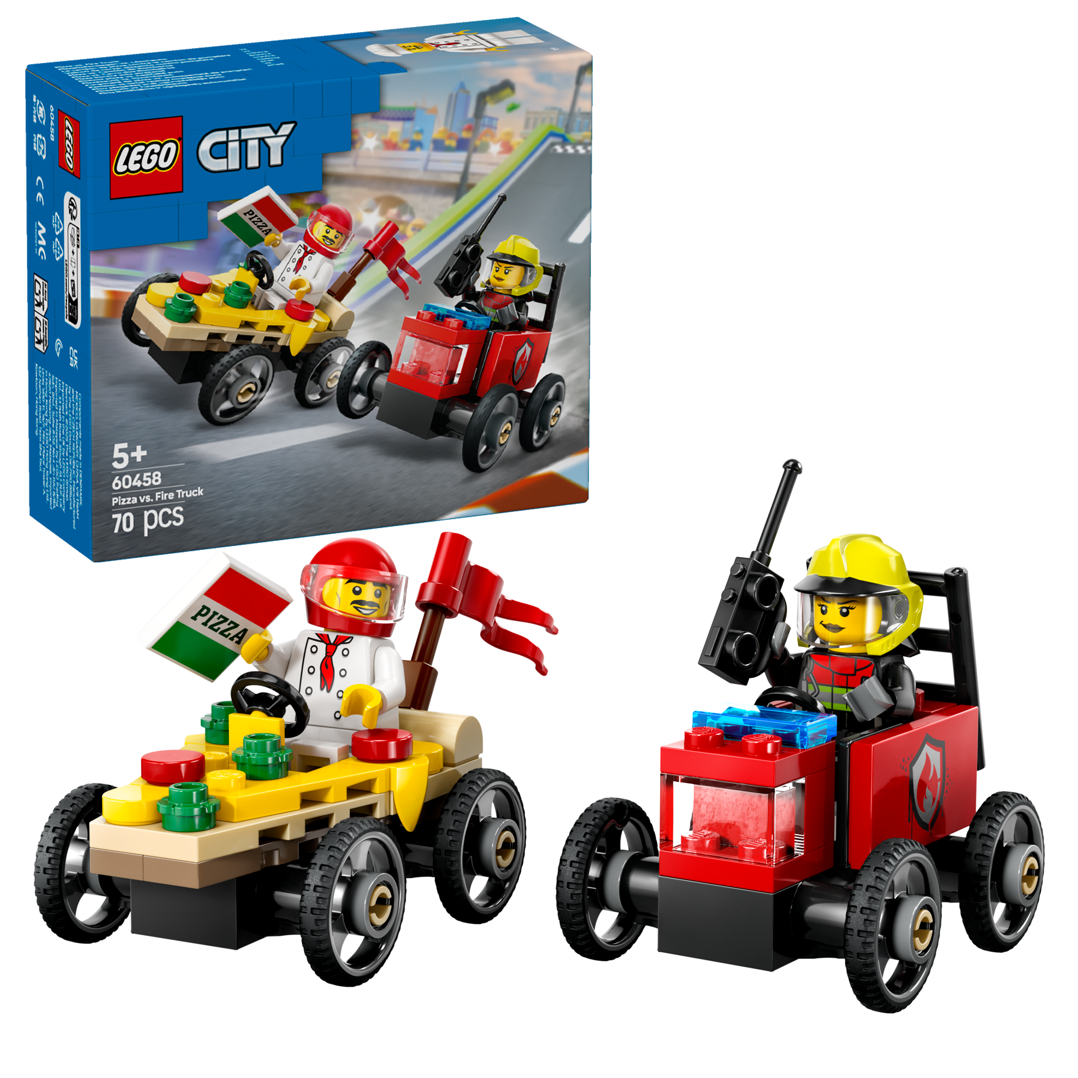 LEGO City 60458 Pizza vs. Fire Truck Race Car Pack