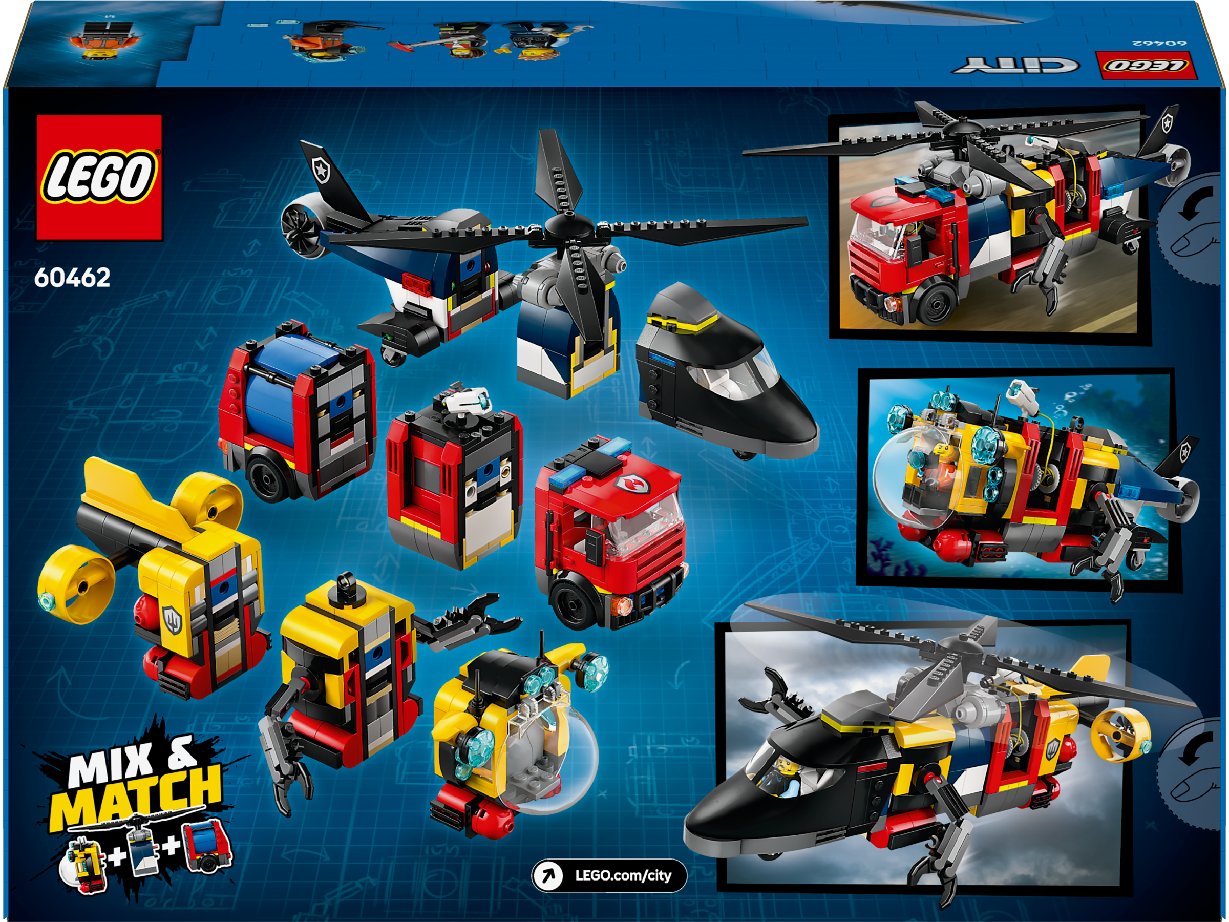 LEGO City 60462 Helicopter Fire Truck & Submarine Remix