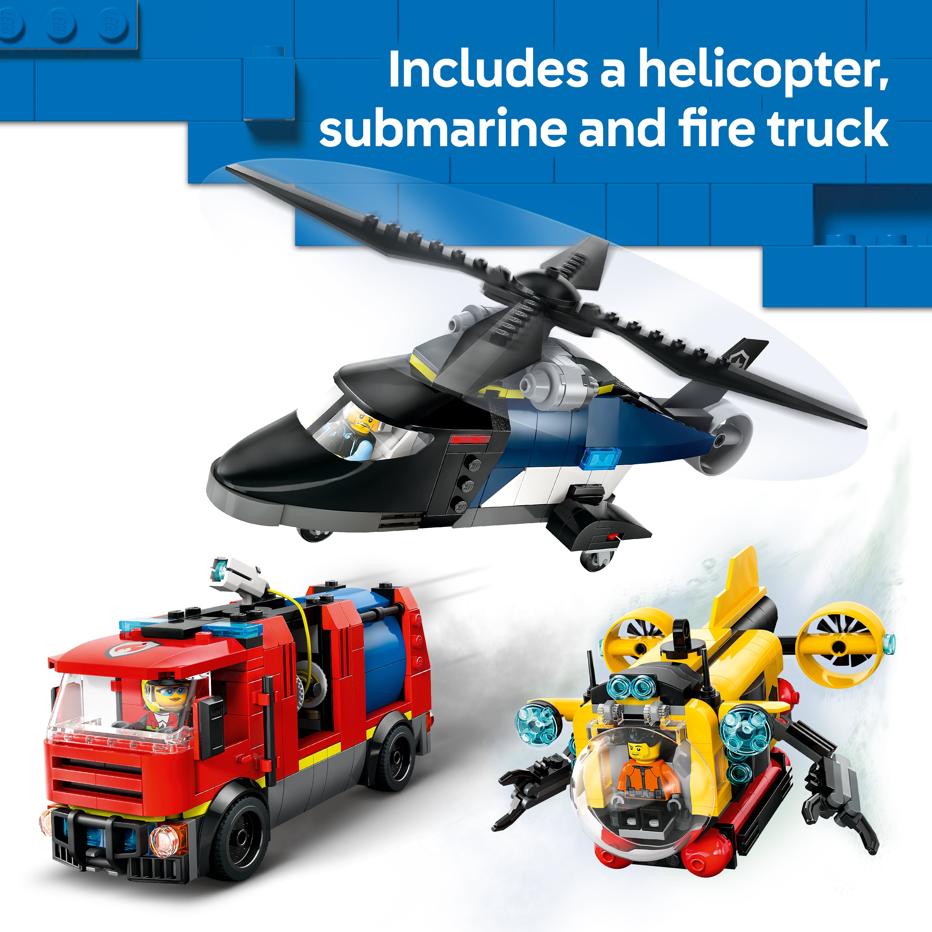 LEGO City 60462 Helicopter Fire Truck & Submarine Remix