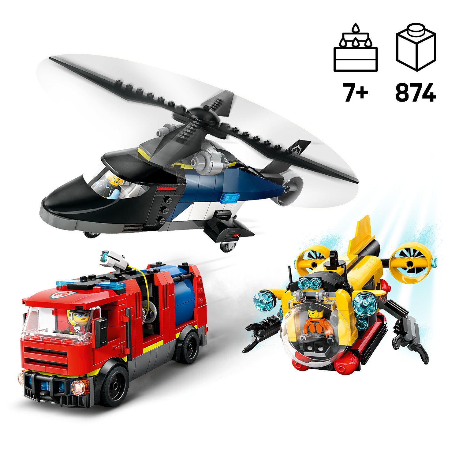 LEGO City 60462 Helicopter Fire Truck & Submarine Remix