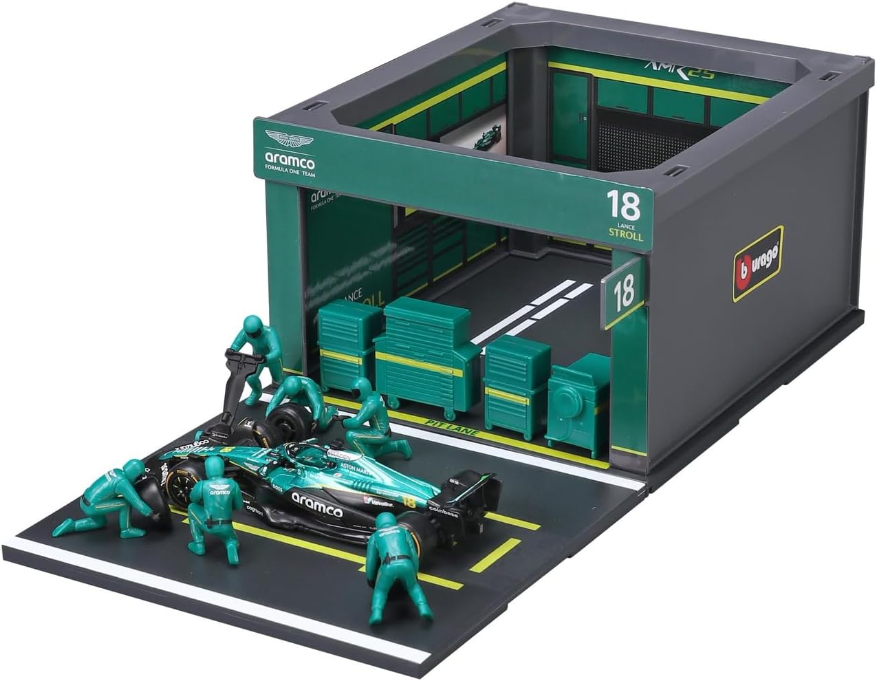 Bburago Aston Martin AMR25 & Pit Pass Diorama - Stroll