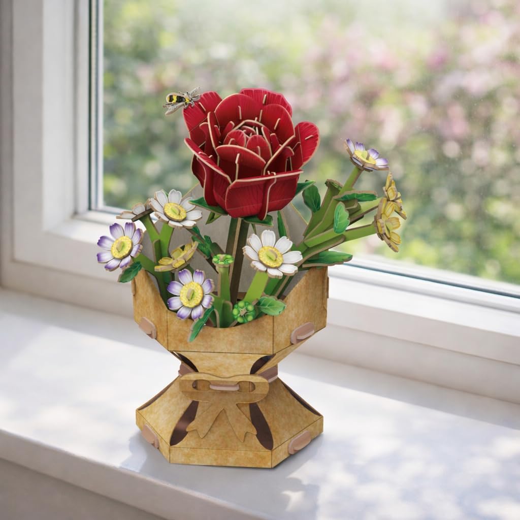 Rose Flower Bouquet 3D Construction Set