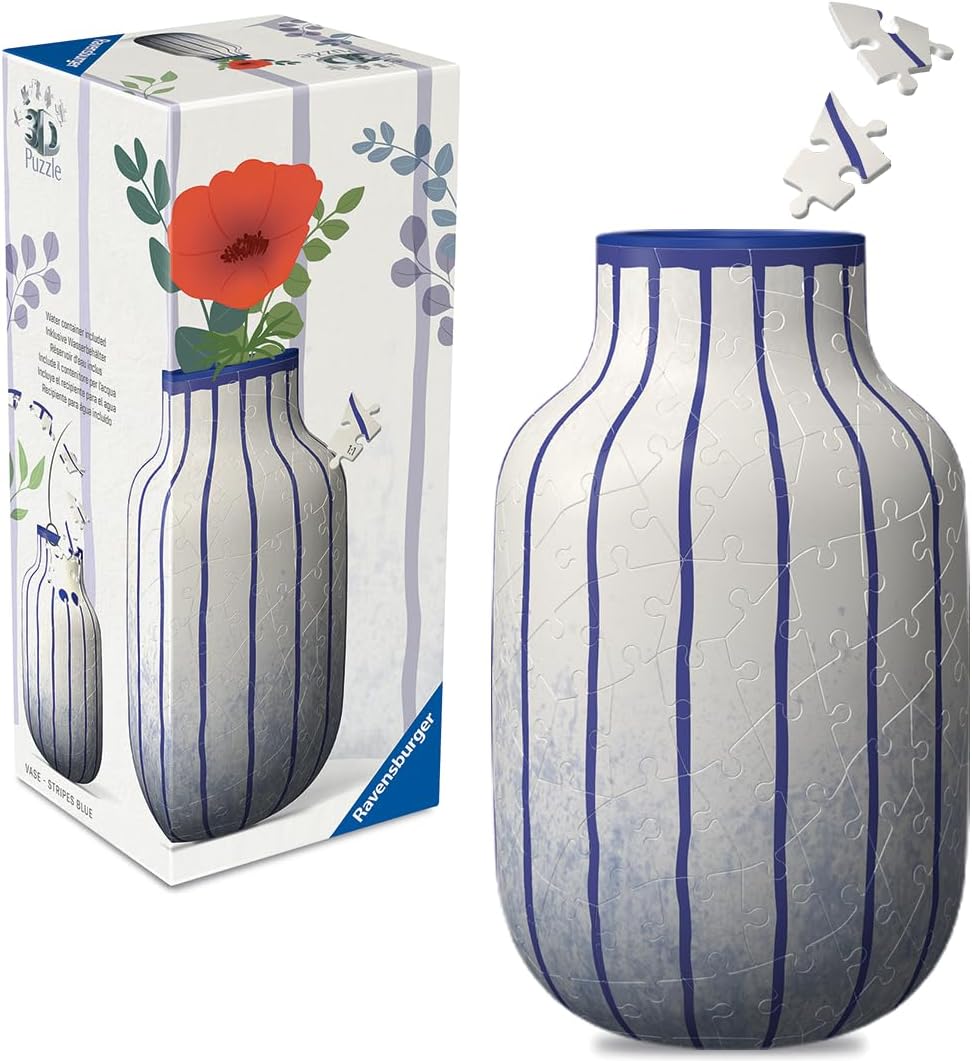 Vase Stripes Blue 162 Piece 3D Decorative Puzzle
