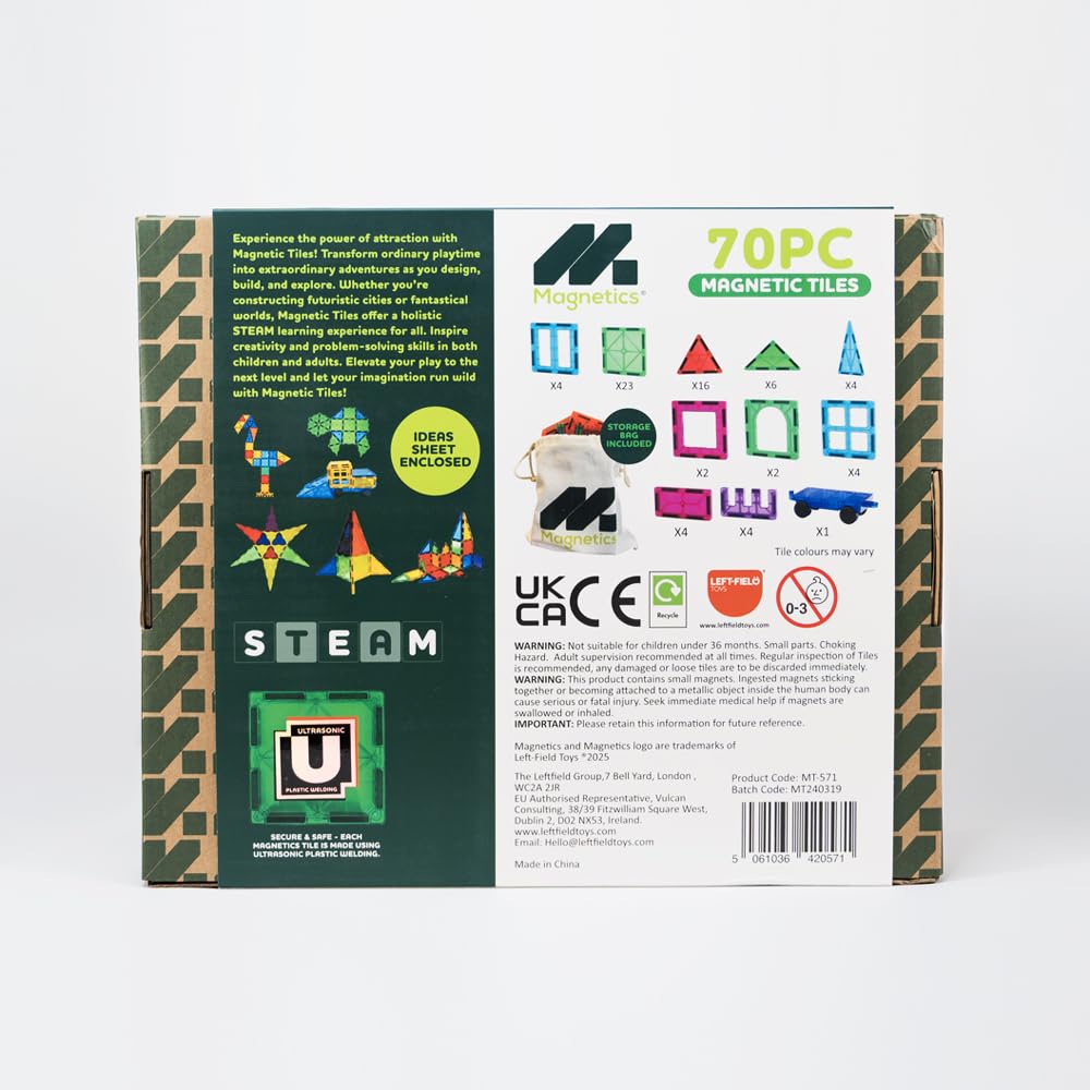 Magnetic Tiles - 70 Piece Play Set