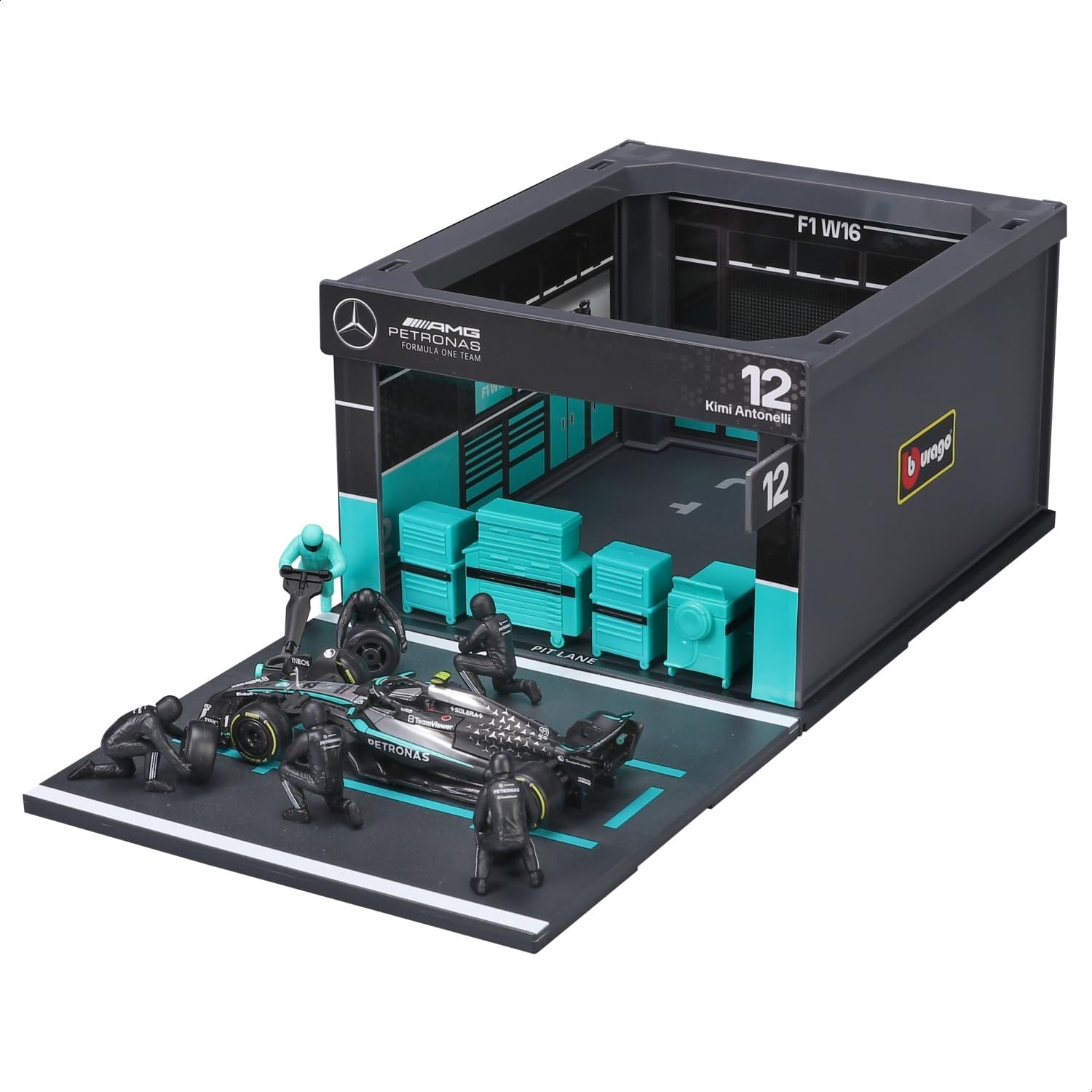 Bburago Mercedes AMG W16 & Pit Pass Diorama - Antonelli