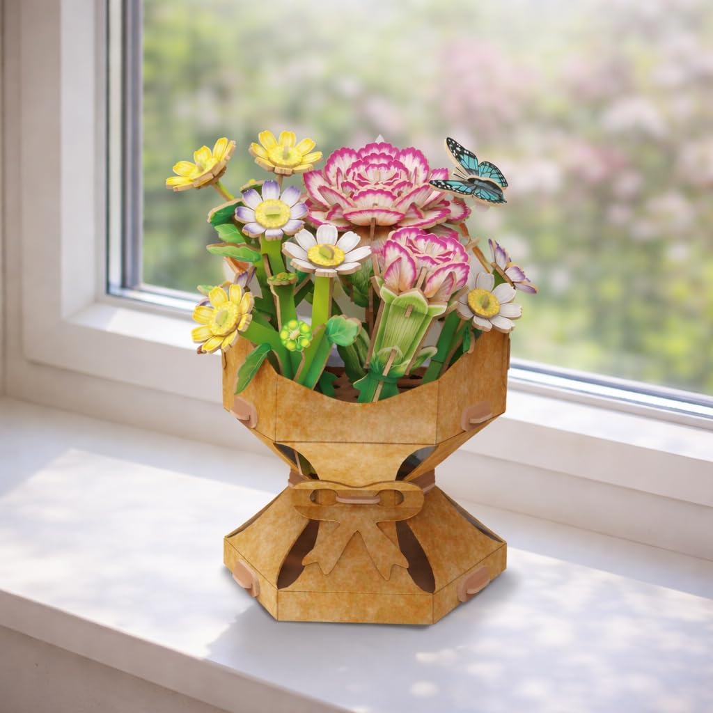 Carnation Flower Bouquet 3D Construction Set