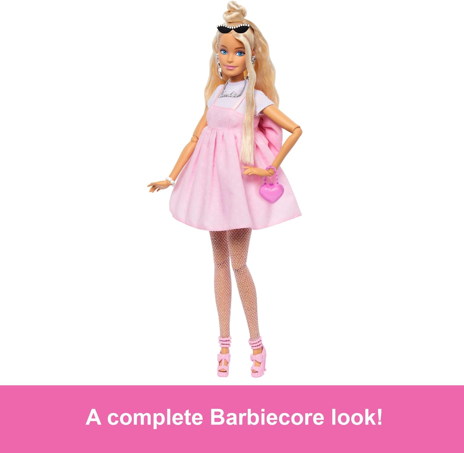 Barbie Deluxe Style Doll #3 in Pastel Pink Barbiecore Dress With Oversized Bow, Blond Hair