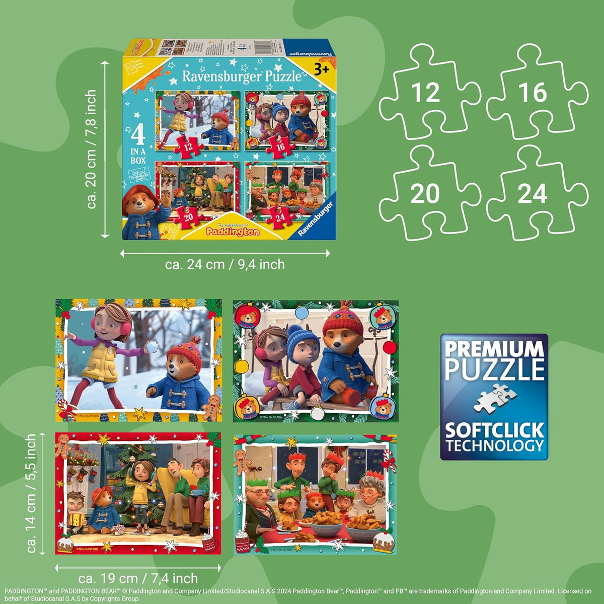 Paddington Bear Christmas 12/16/20/24 Piece Jigsaw