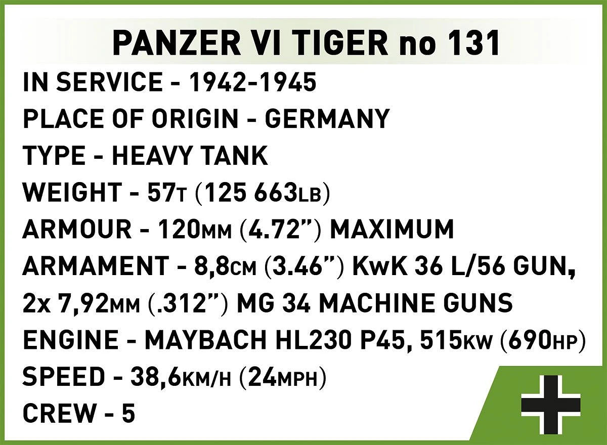 Cobi 3123 Panzer VI Tiger Tank 1:35 Scale Set