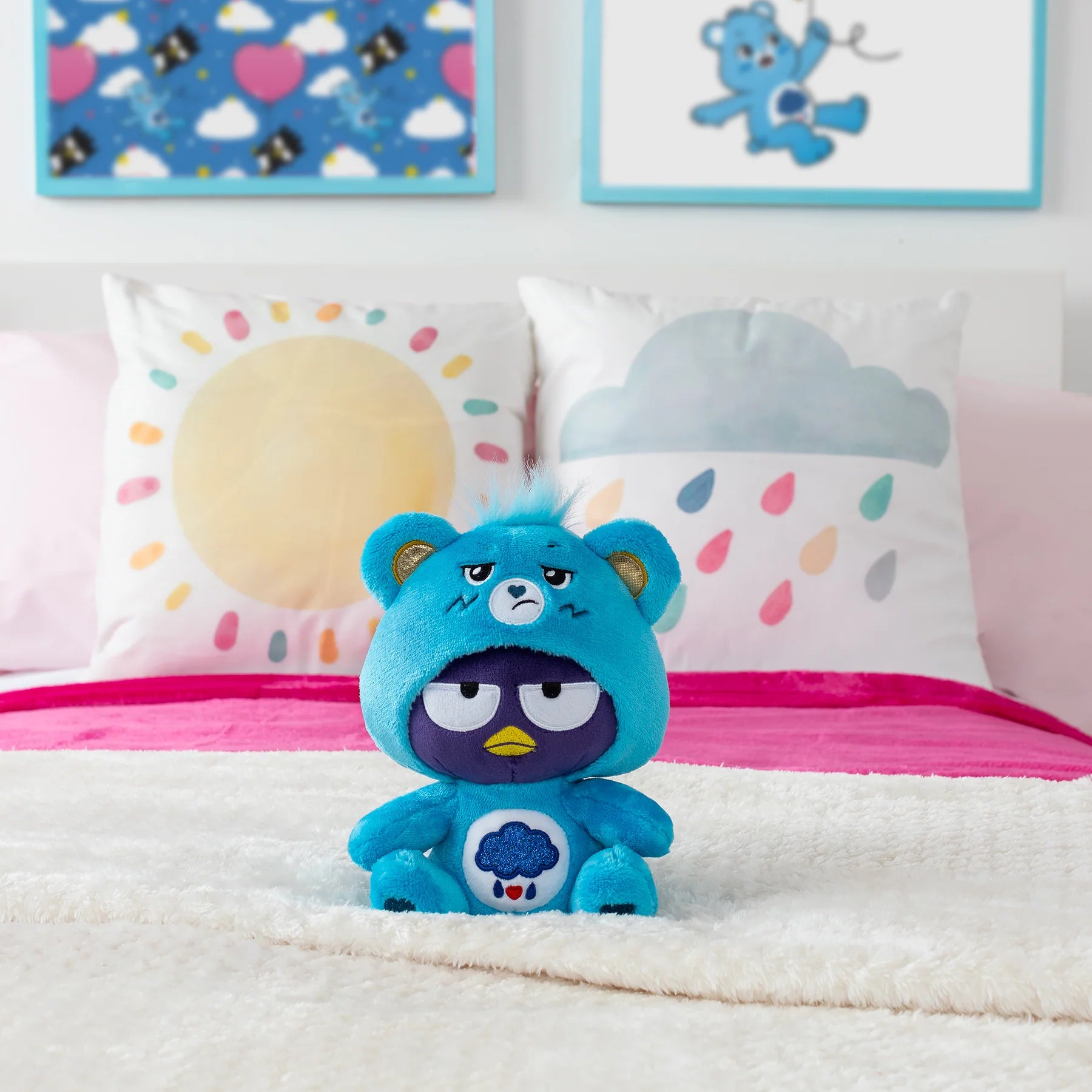 Care Bears x Hello Kitty 22cm Grumpy Bear as Badtz Maru