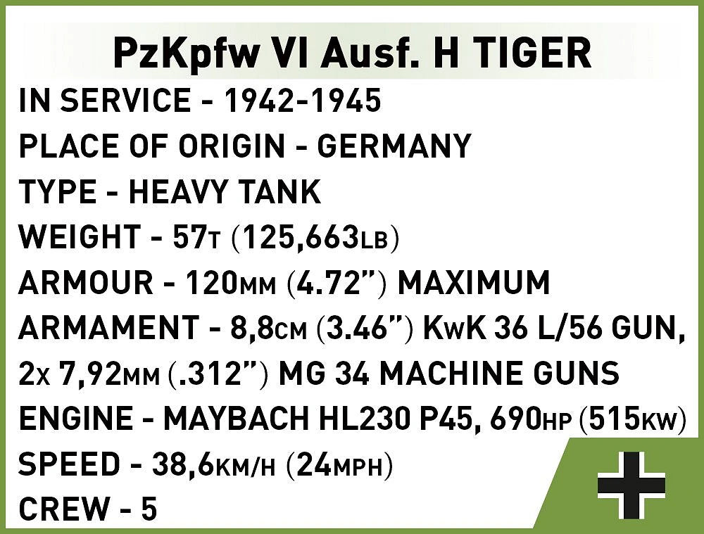 Cobi 2710 Tiger IV 131 Tank 1:48 Scale Set