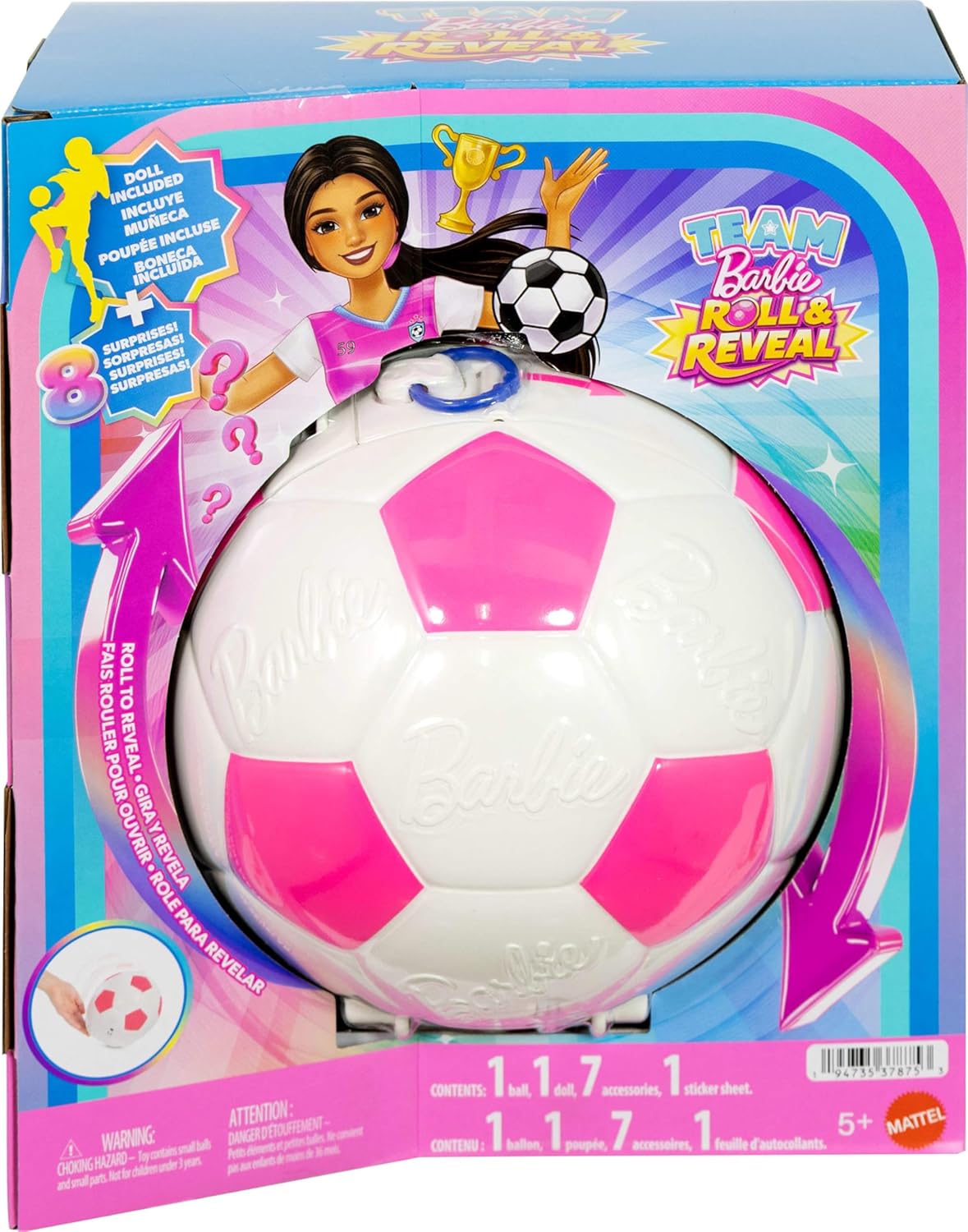 Barbie Team Roll and Reveal Soccer Player Doll