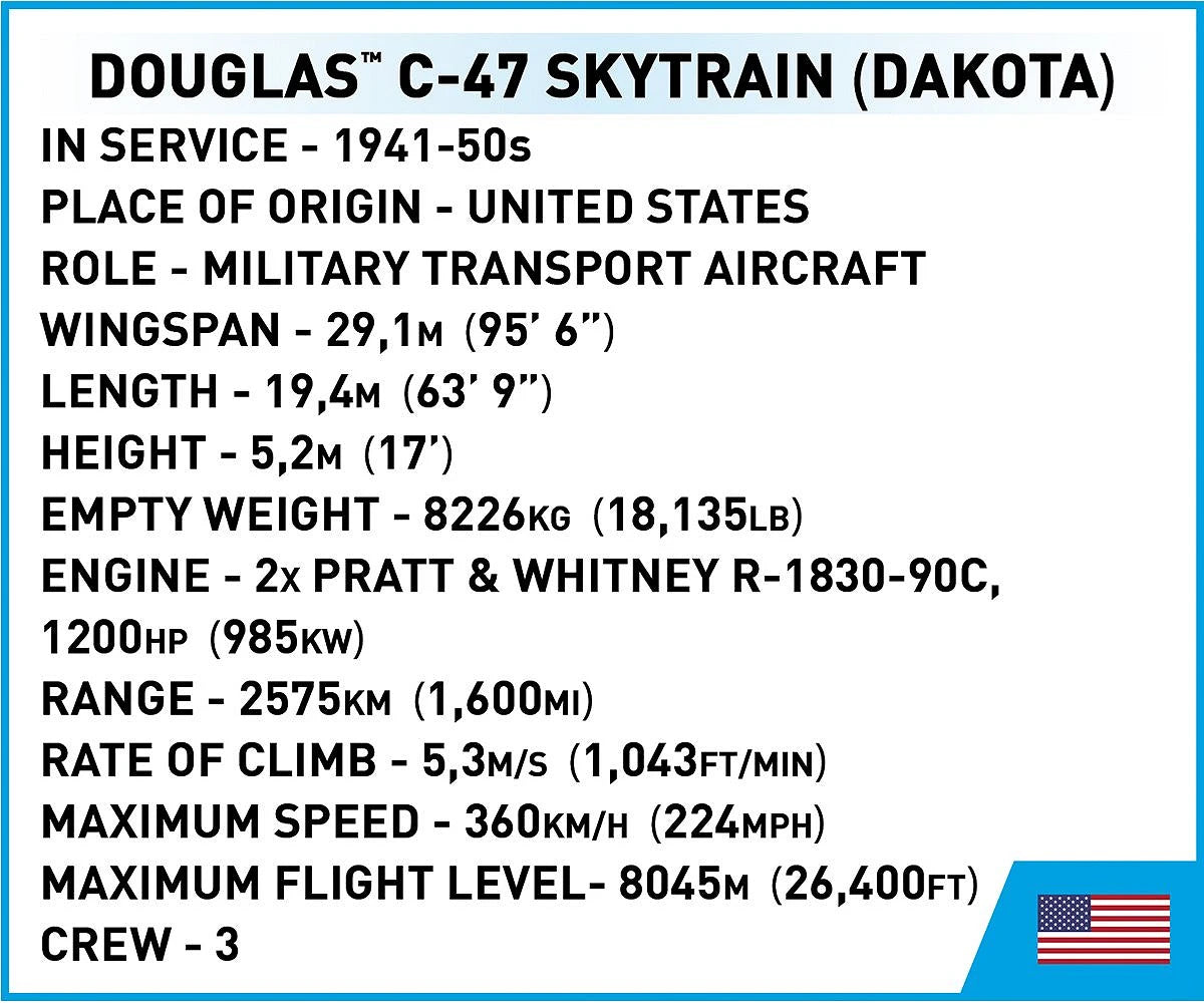 Cobi 5743 Douglas C-47 Dakota 1:48 Scale Set