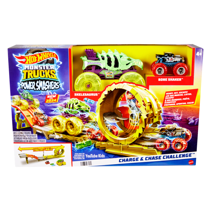 Hot Wheels Monster Trucks Power Smashers Charge & Chase Challenge Track Set