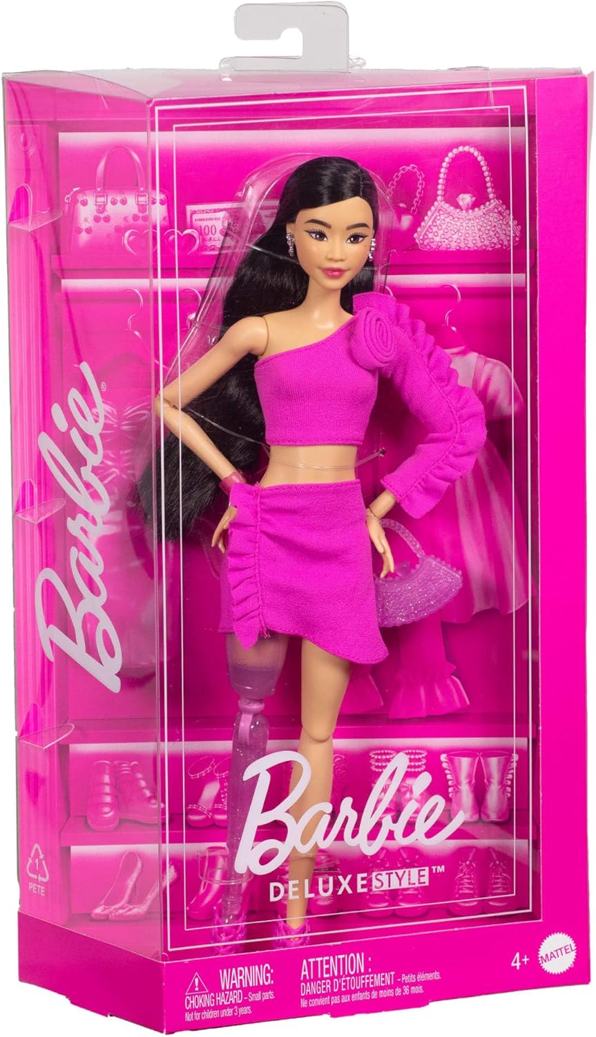 Barbie Deluxe Style #2 Doll in Pink Barbiecore Top And Skirt Set, Black Hair & Prosthetic Leg