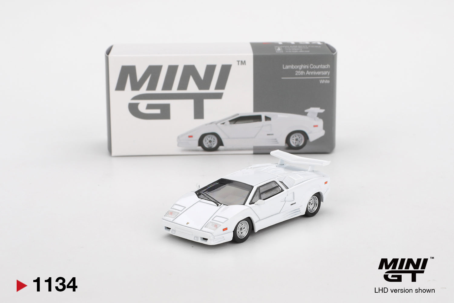Mini GT Lamborghini Countach 25th Anniversary White (LHD) 1:64 Scale