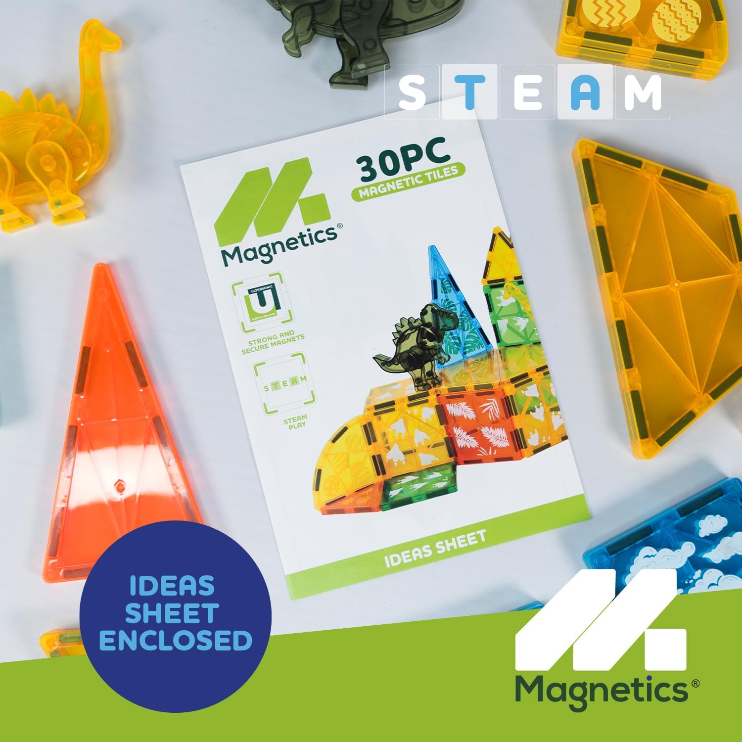 Magnetic Tiles - 30 Piece Dino Play Set