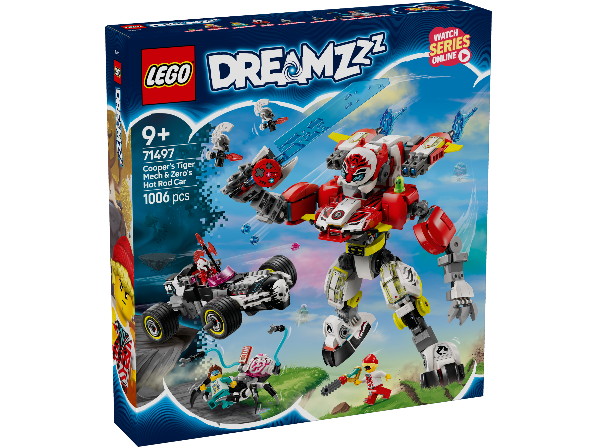 LEGO Dreamzzz 71497 Cooper's Tiger Mech & Zero's Hot Rod Car