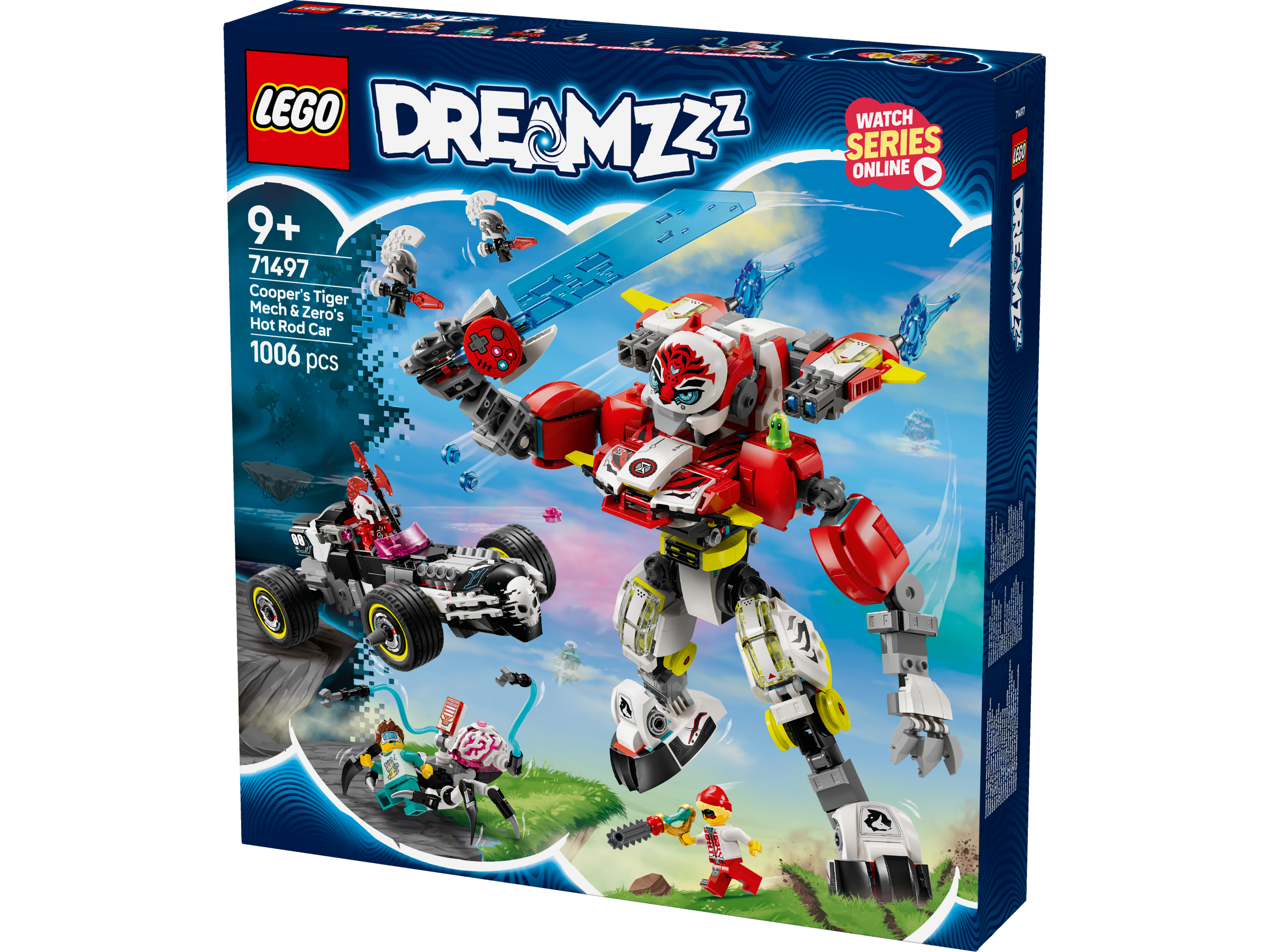 LEGO Dreamzzz 71497 Cooper's Tiger Mech & Zero's Hot Rod Car