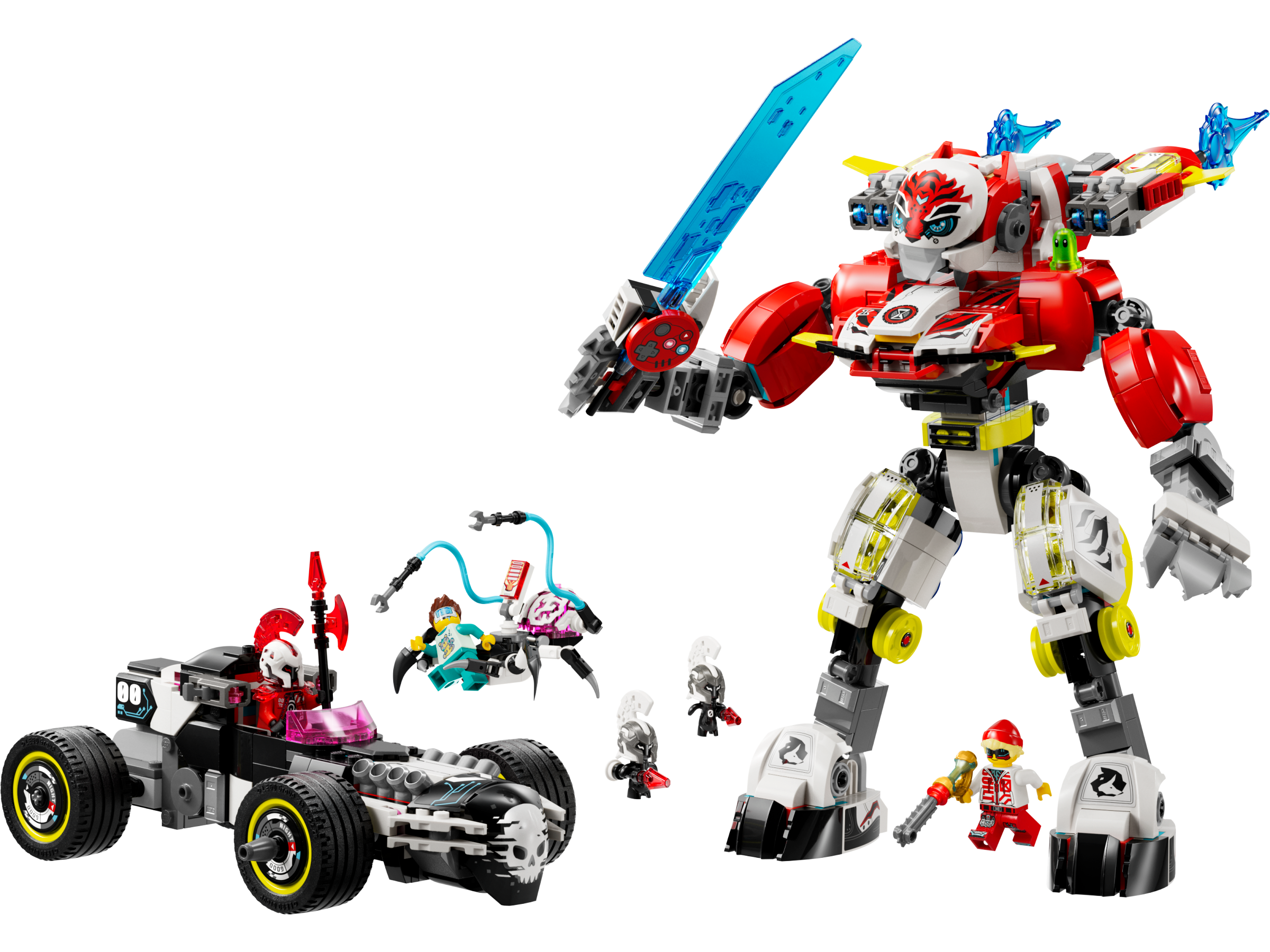 LEGO Dreamzzz 71497 Cooper's Tiger Mech & Zero's Hot Rod Car