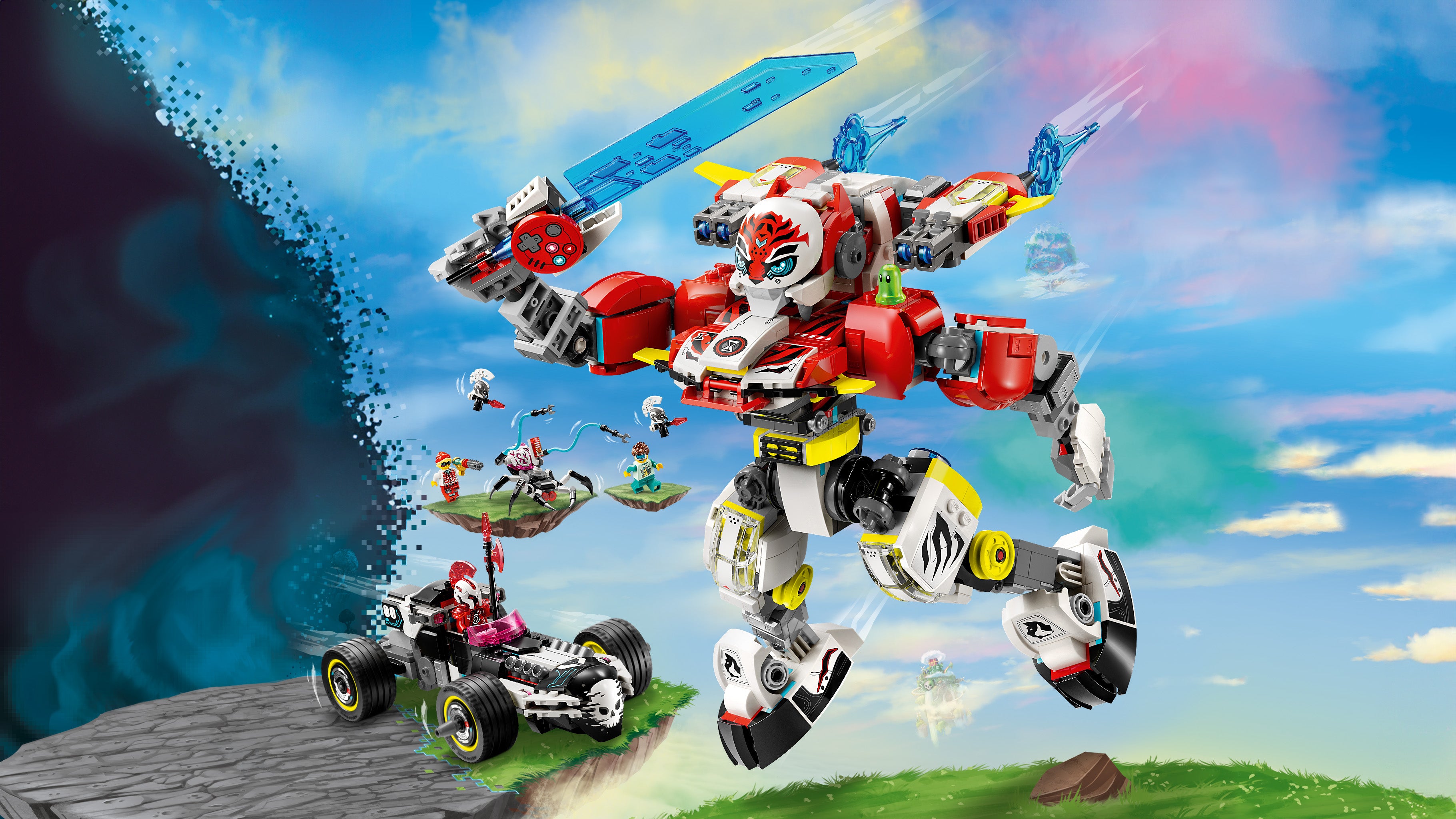 LEGO Dreamzzz 71497 Cooper's Tiger Mech & Zero's Hot Rod Car