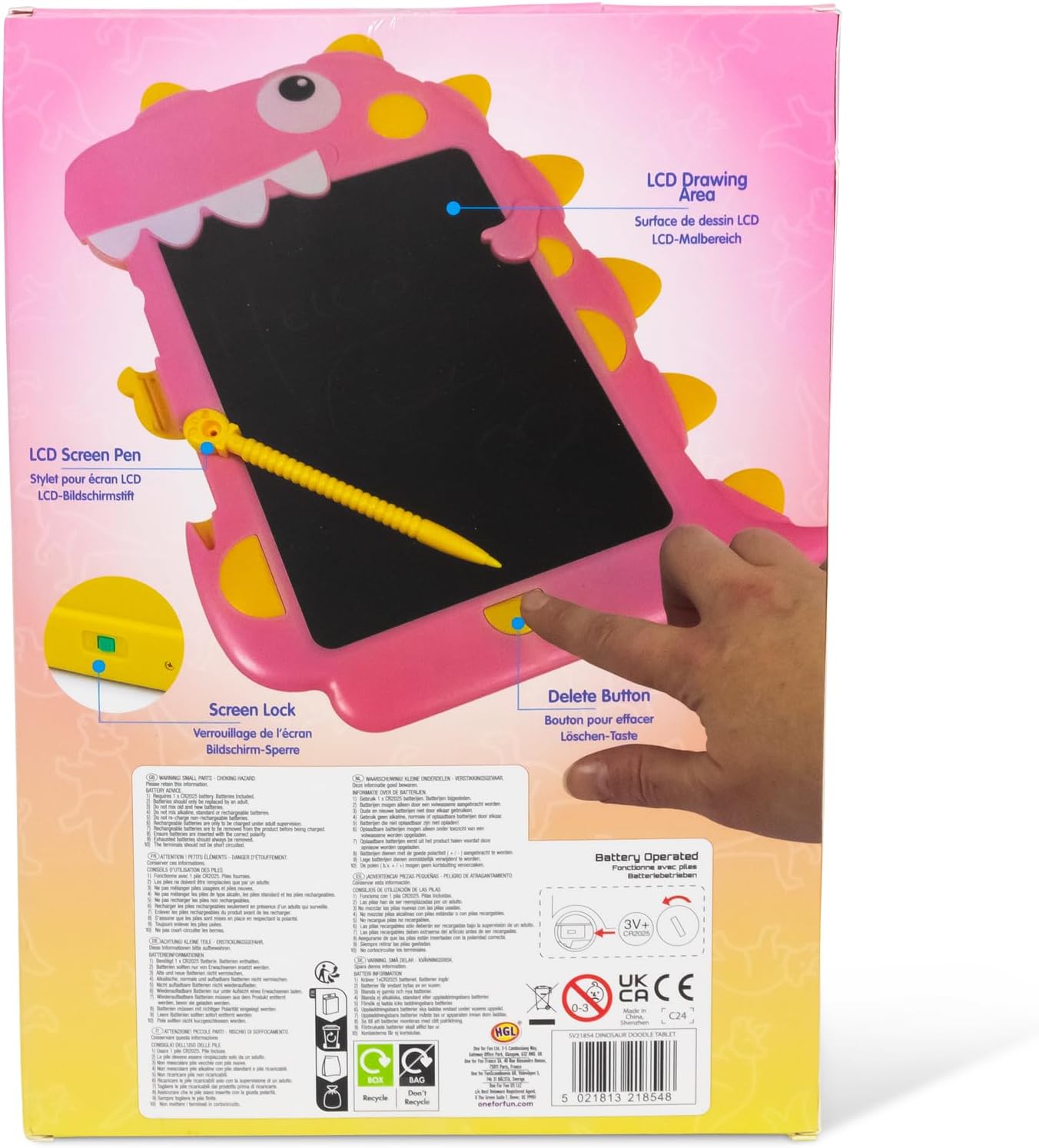 Dinosaur LCD Drawing Tablet - Pink