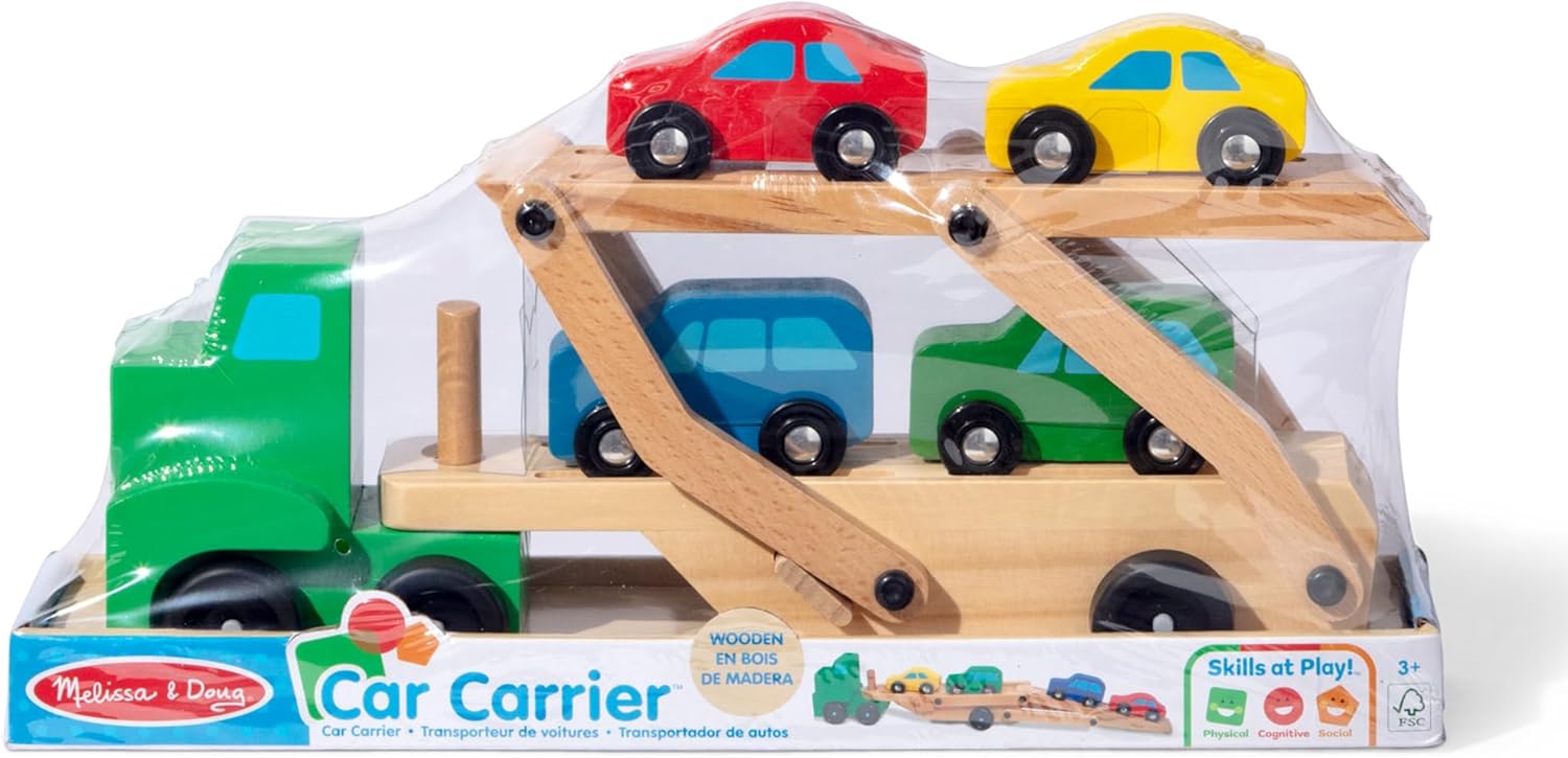 Melissa & Doug Wooden Car Transporter Playset