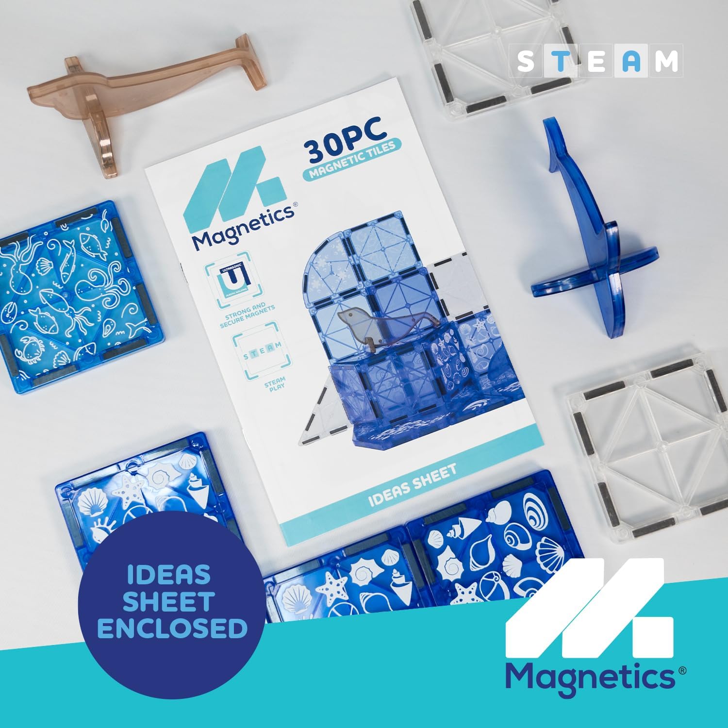 Magnetic Tiles - 30 Piece Sea Life Play Set