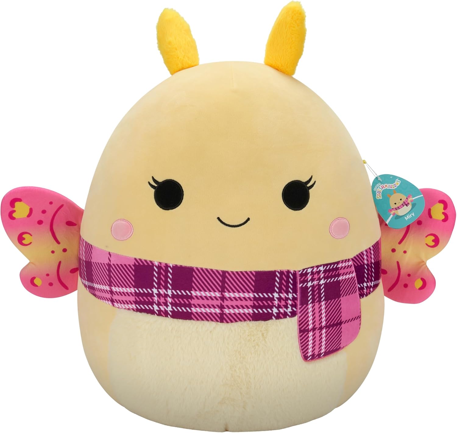 Squishmallows 20" Miry Yellow Moth with Pink Scarf