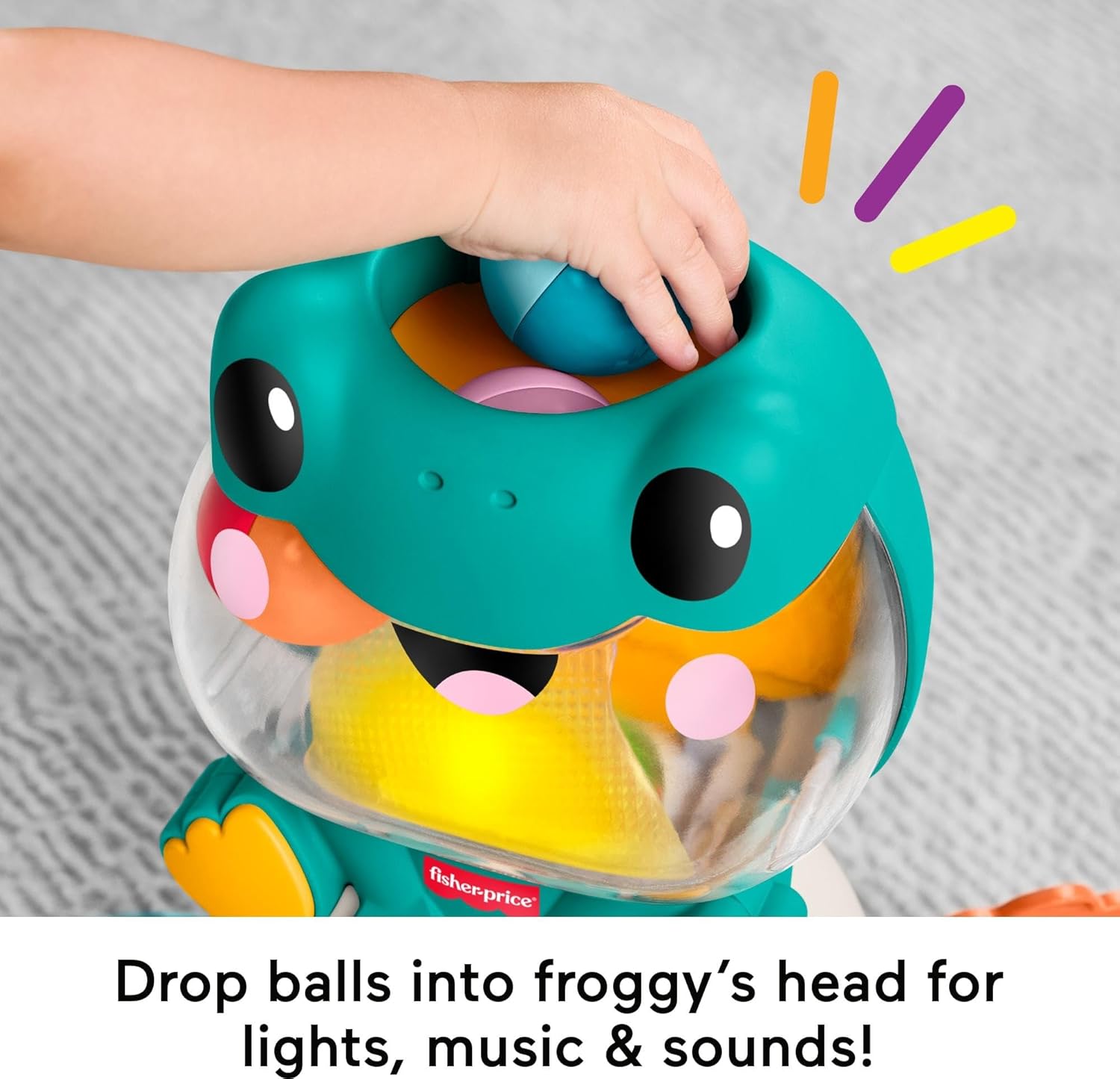 Fisher-Price Baby Toy Light-Up & Roll Frog Musical Ball
