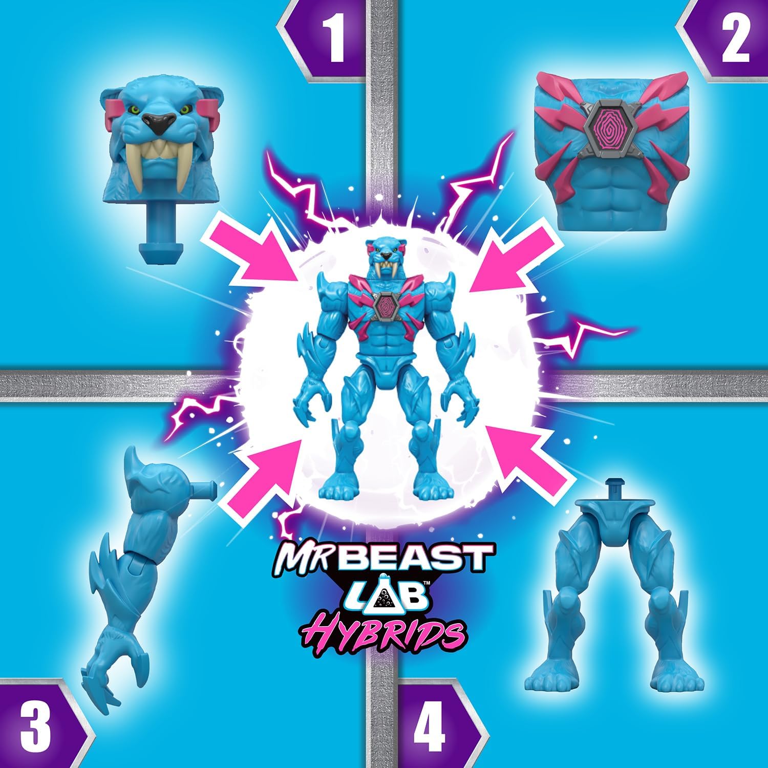 MrBeast Lab - Hybrids Hyper Fusion Mystery Mix & Match Actiong Figure Pack