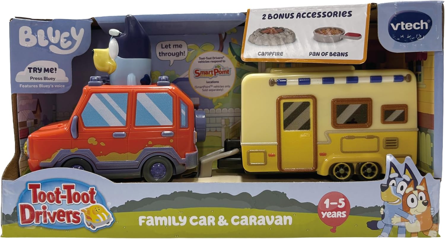 VTech Toot Toot  Bluey Family Car And Caravan Set