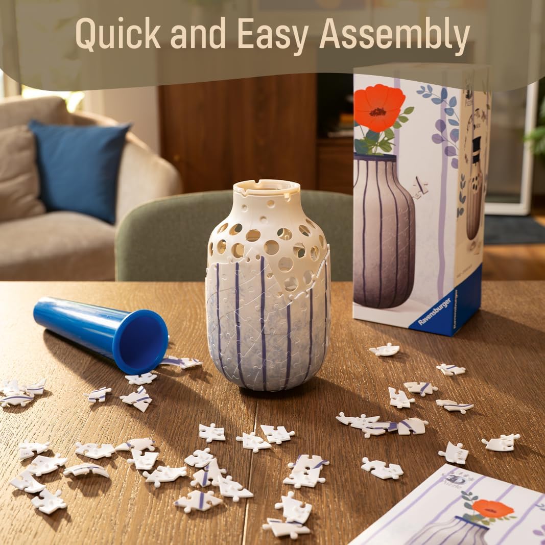 Vase Stripes Blue 162 Piece 3D Decorative Puzzle