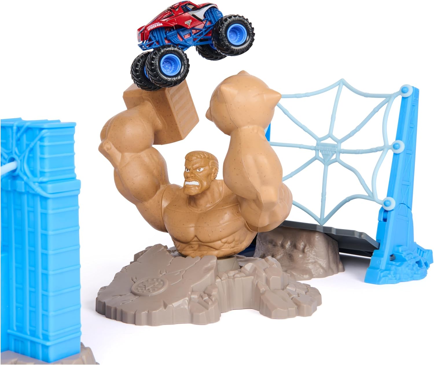 Monster Jam 1:64 Marvel Spiderman Sandman City Battle Playset