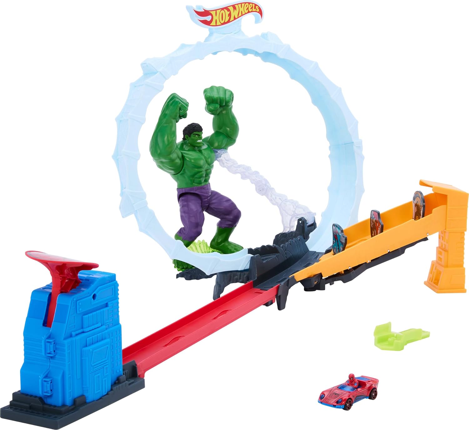 Hot Wheels Superstar Speeders Spiderman vs. The Hulk Playset