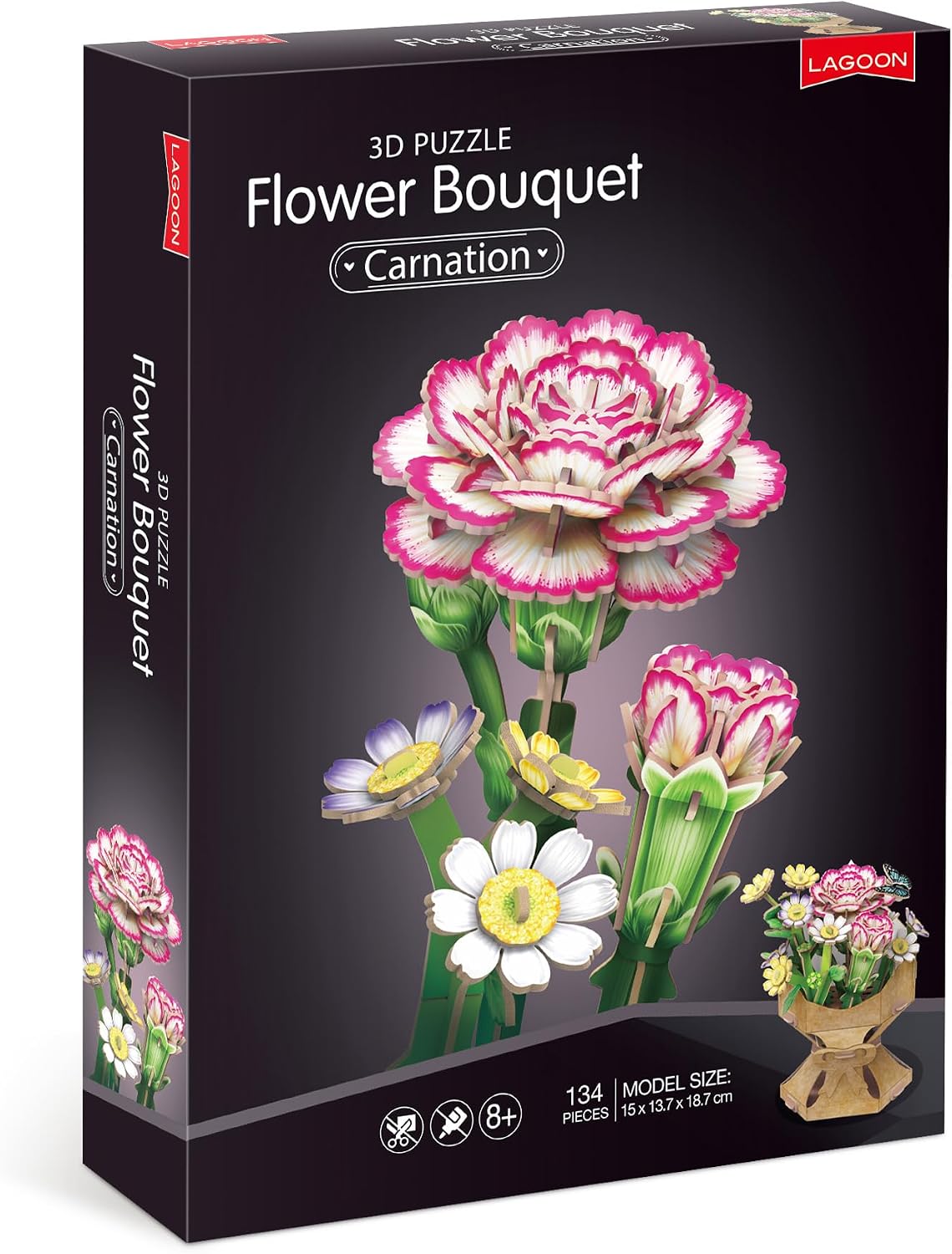 Carnation Flower Bouquet 3D Construction Set